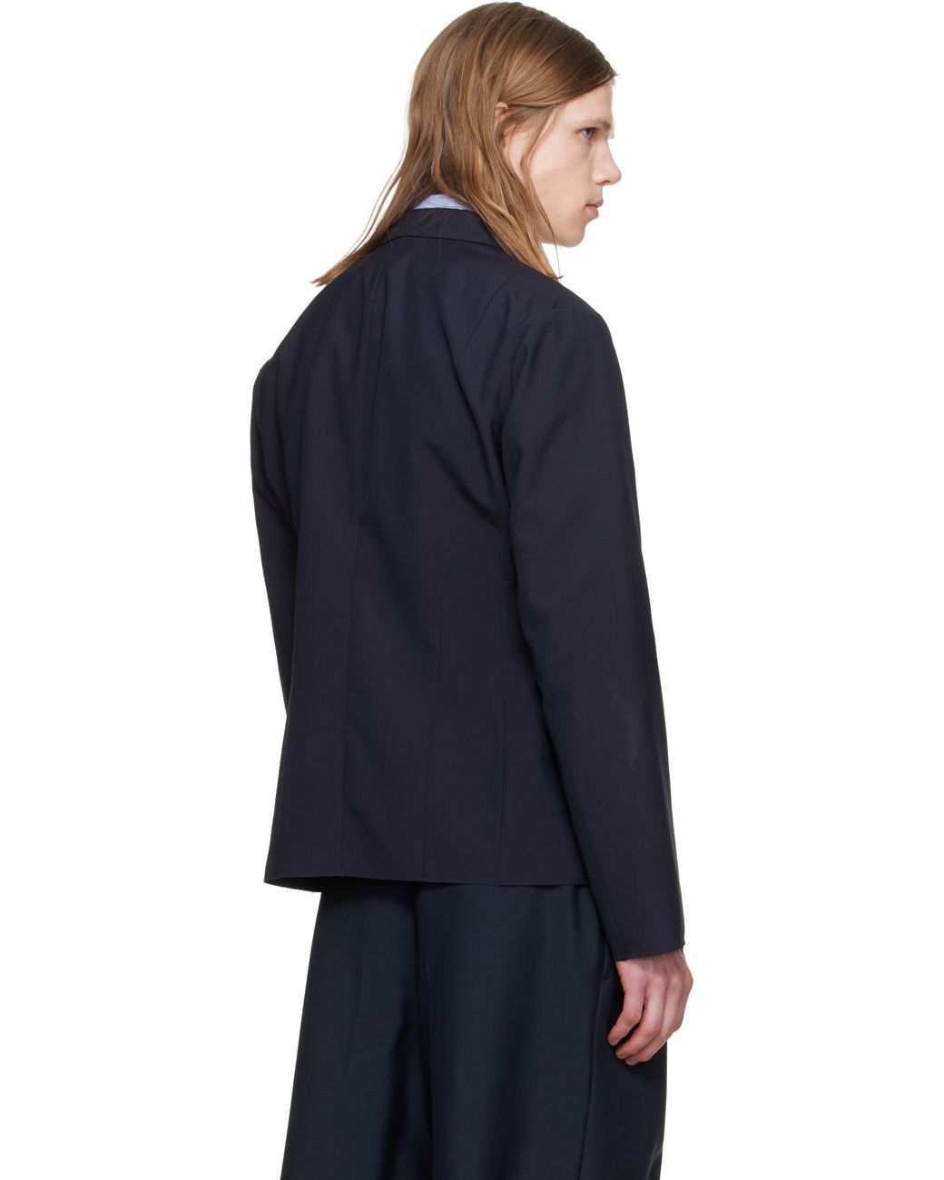 Jil Sander Blue Wool Poplin Blazer for men