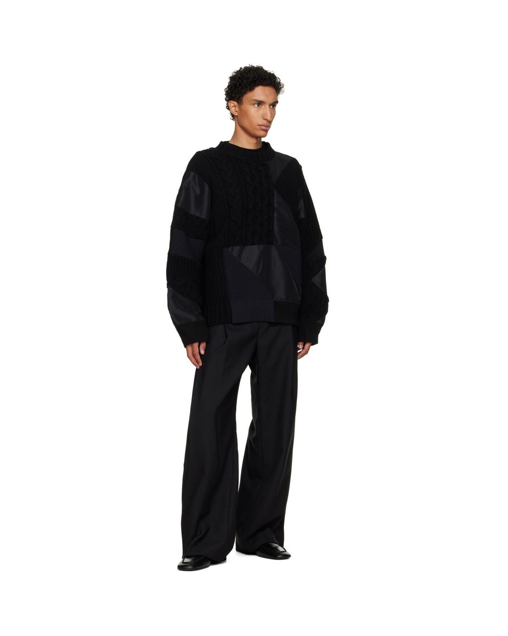 Sacai Black A.P.C. Edition Quilts Knit Sweater for men