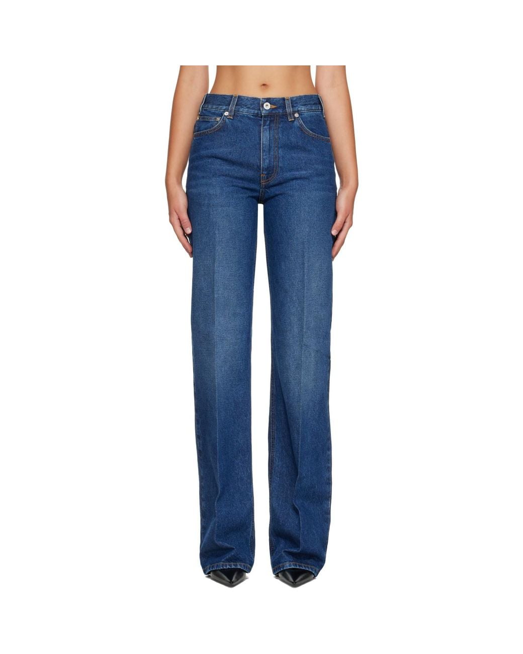 Mugler Blue Washed Five Pocket Straight Jeans