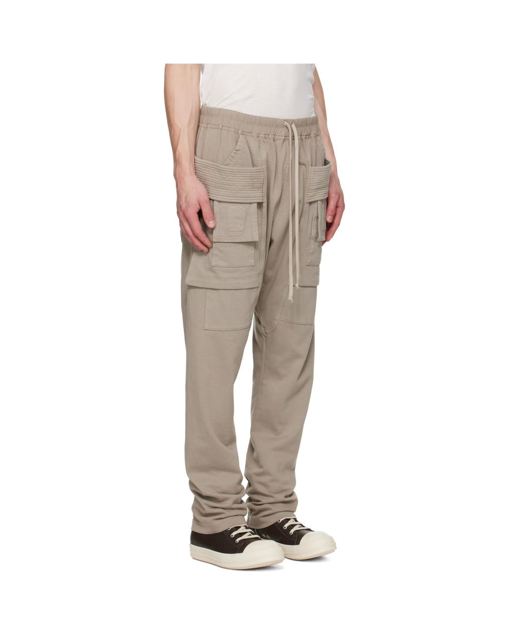 Rick Owens Gray Tower Creatch Cargo Drawstring Pants for men