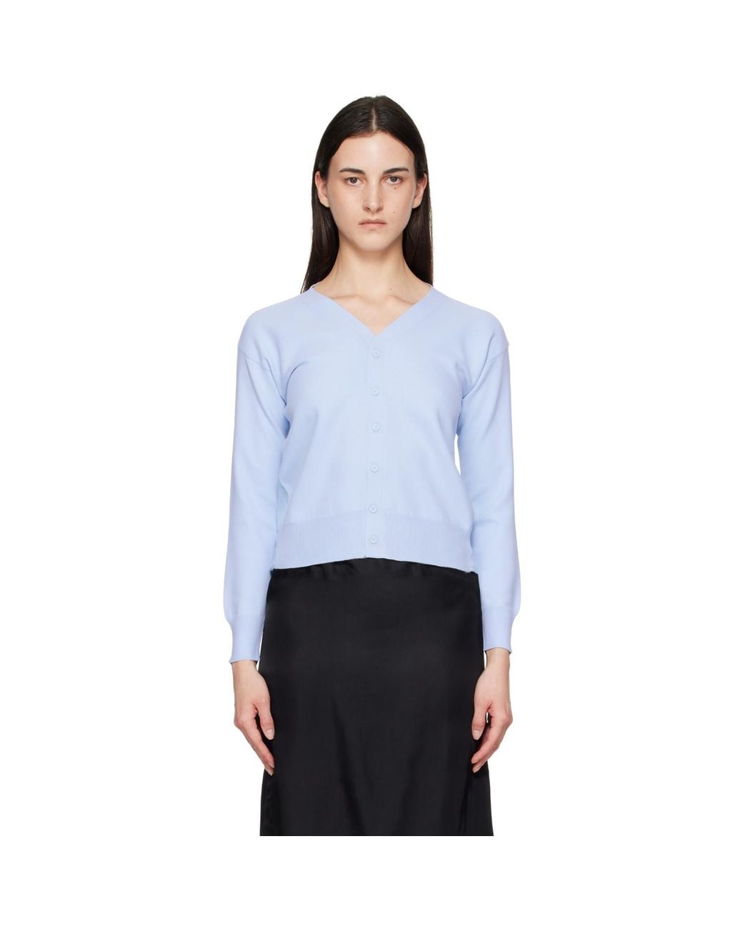 MM6 by Maison Margiela Blue Chiffon Overlay Cardigan