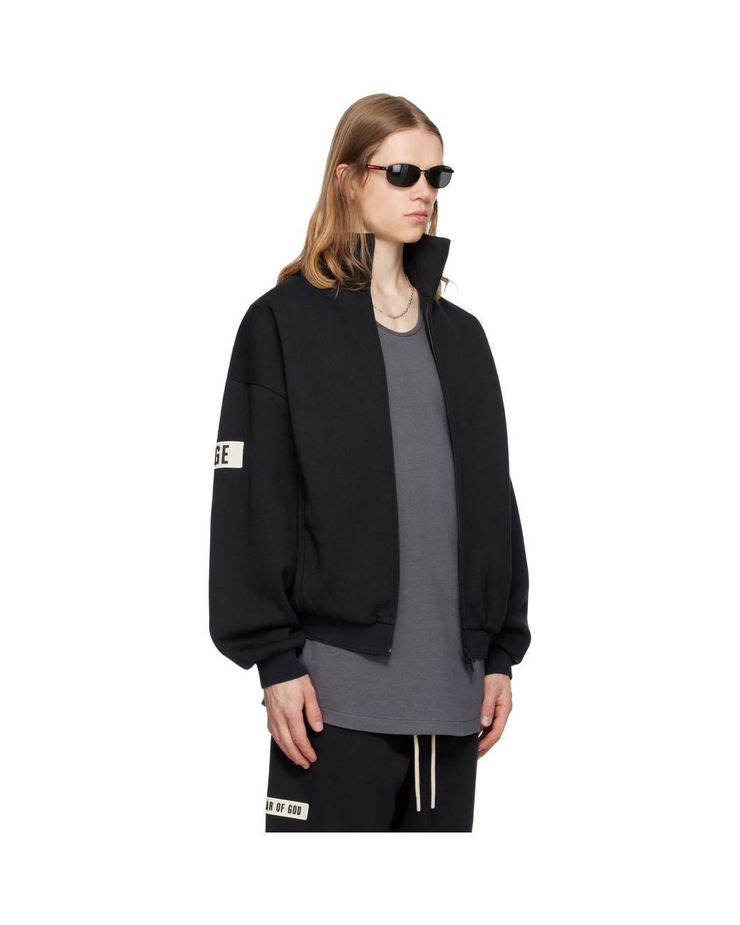 Fear Of God Black Logo Patch Track Jacket for men