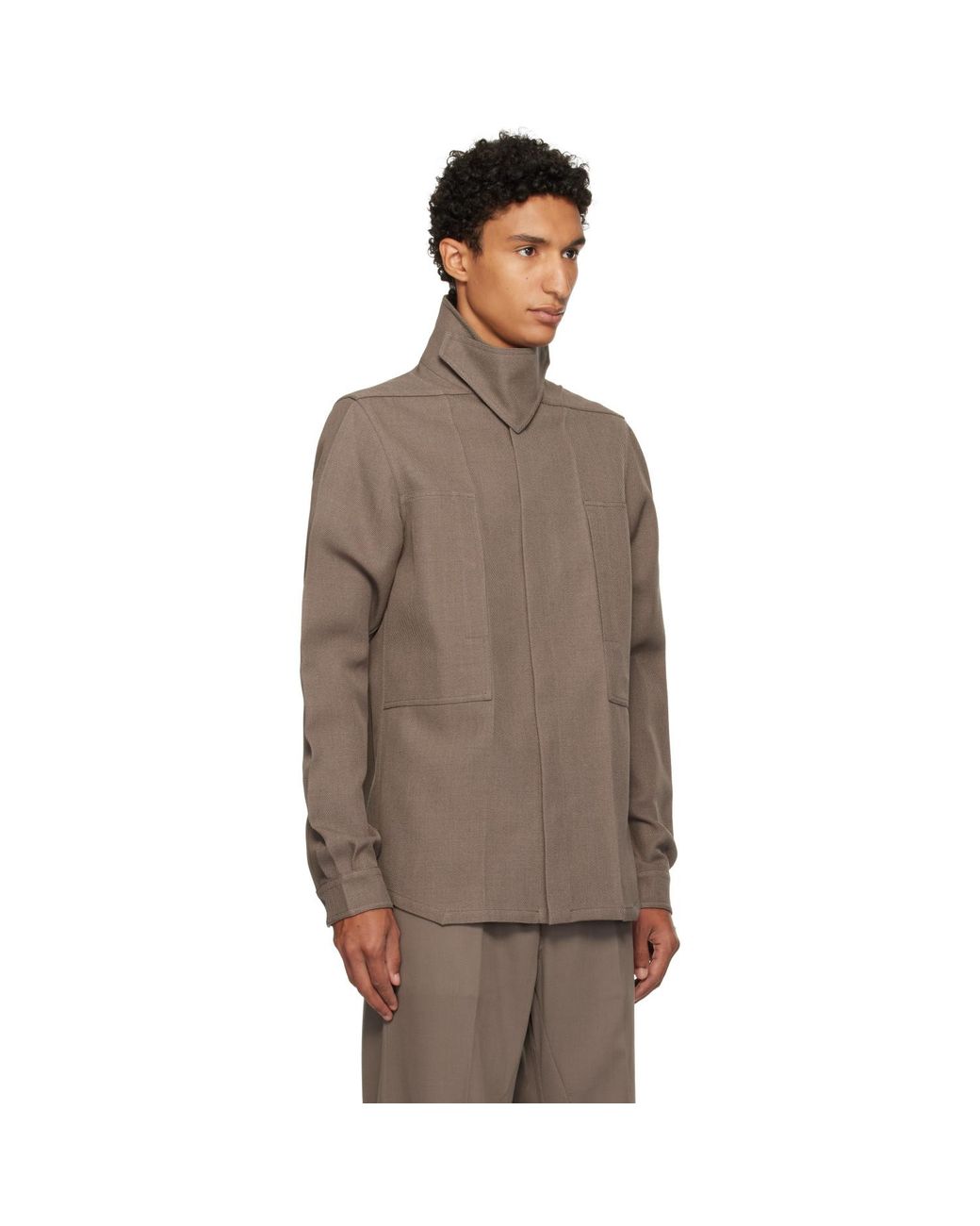 Rick Owens Brown Taupe Tower Outershirt Jacket for men