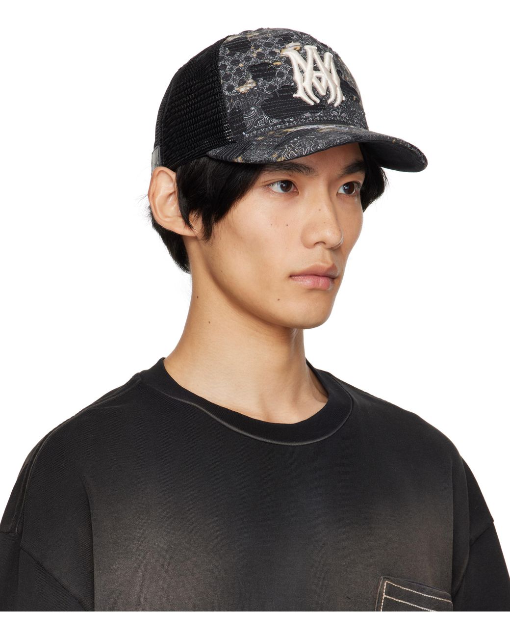 Amiri Bandana Repair Trucker Cap in Black for Men | Lyst UK