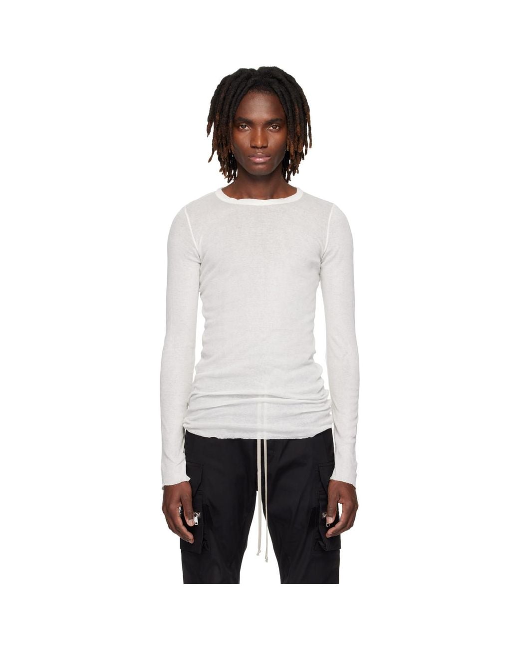Rick Owens Black Off- Temple Rib Ls T-shirt for men