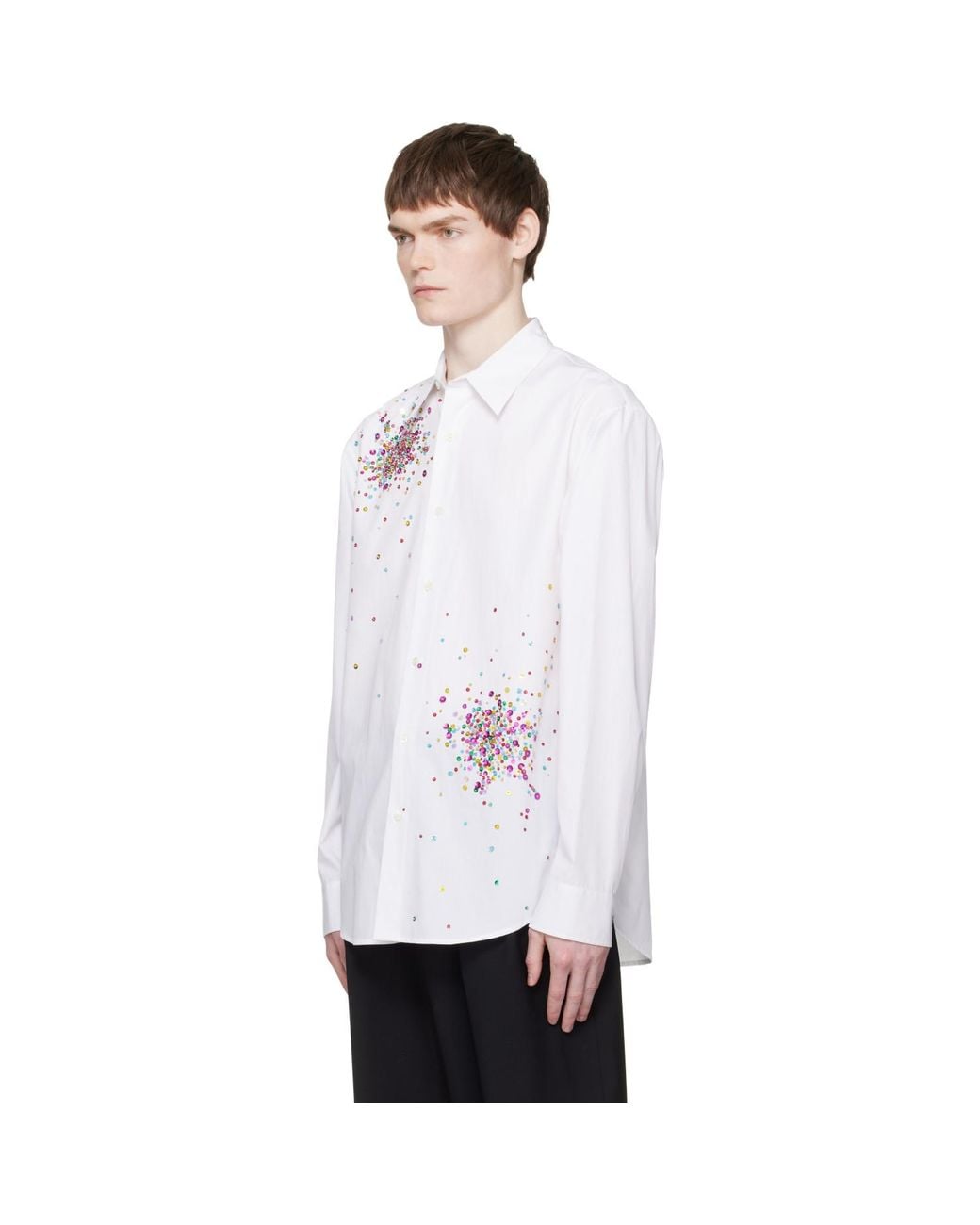 Dries Van Noten White Sequinned Shirt for men