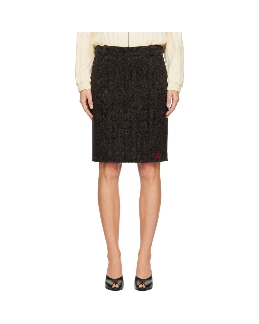 ShuShu/Tong Black Straight Knit Midi Skirt