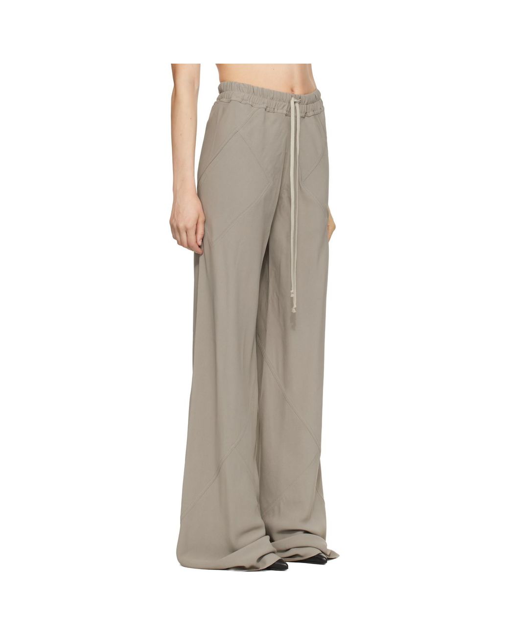 Rick Owens Gray Taupe Tower Drawstring Bias Trousers