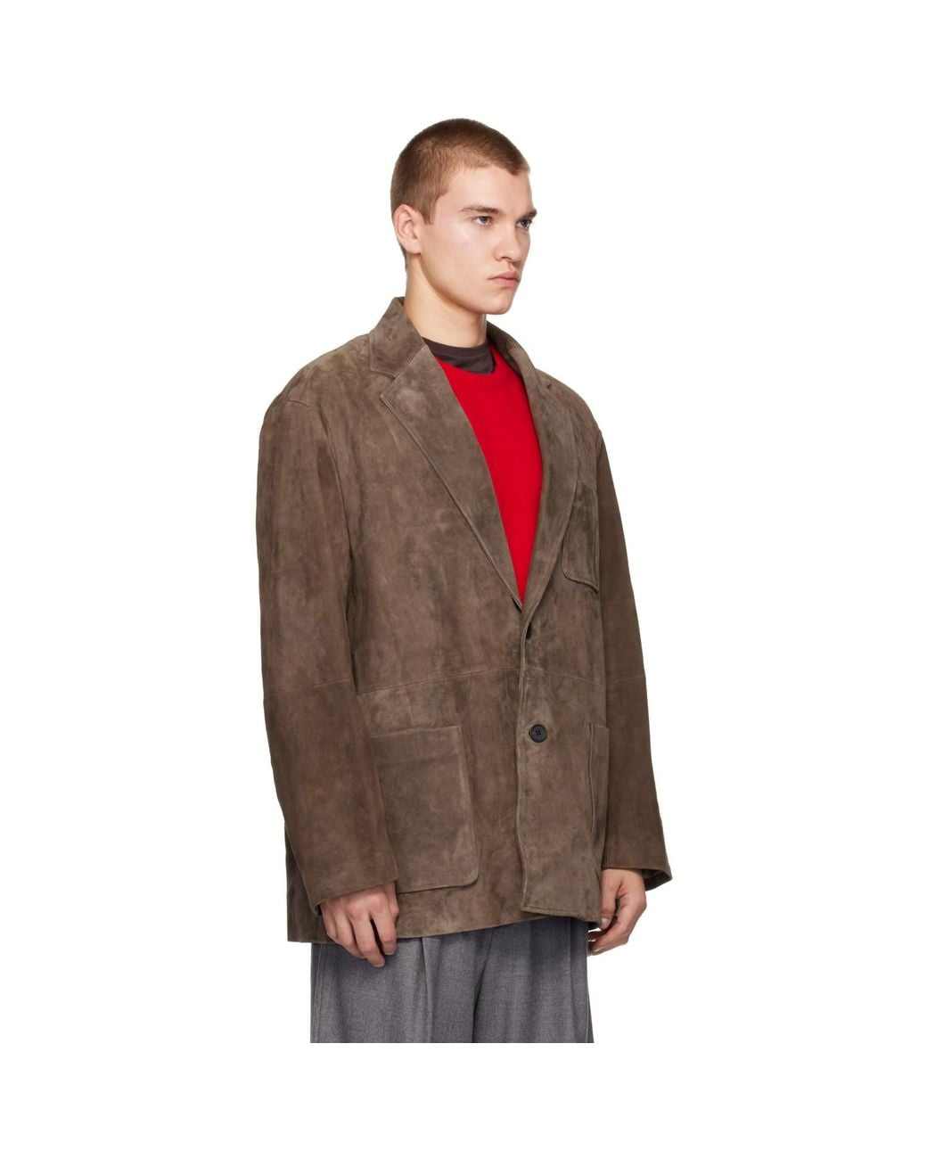 Ssstein Brown Goat Suede Blazer for men