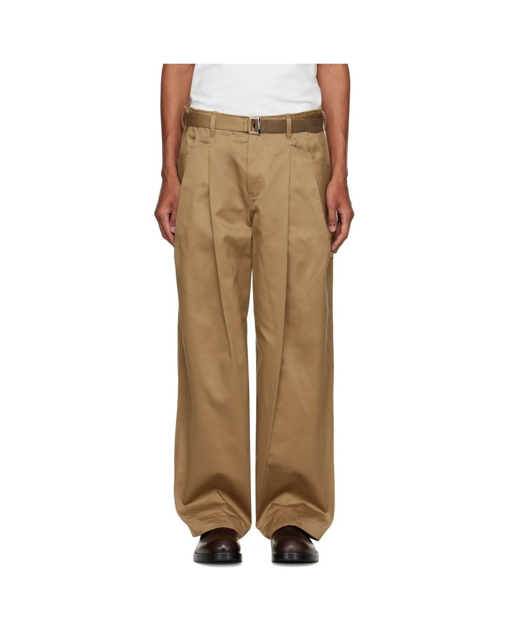 Sacai Natural Cotton Chino Trousers for men