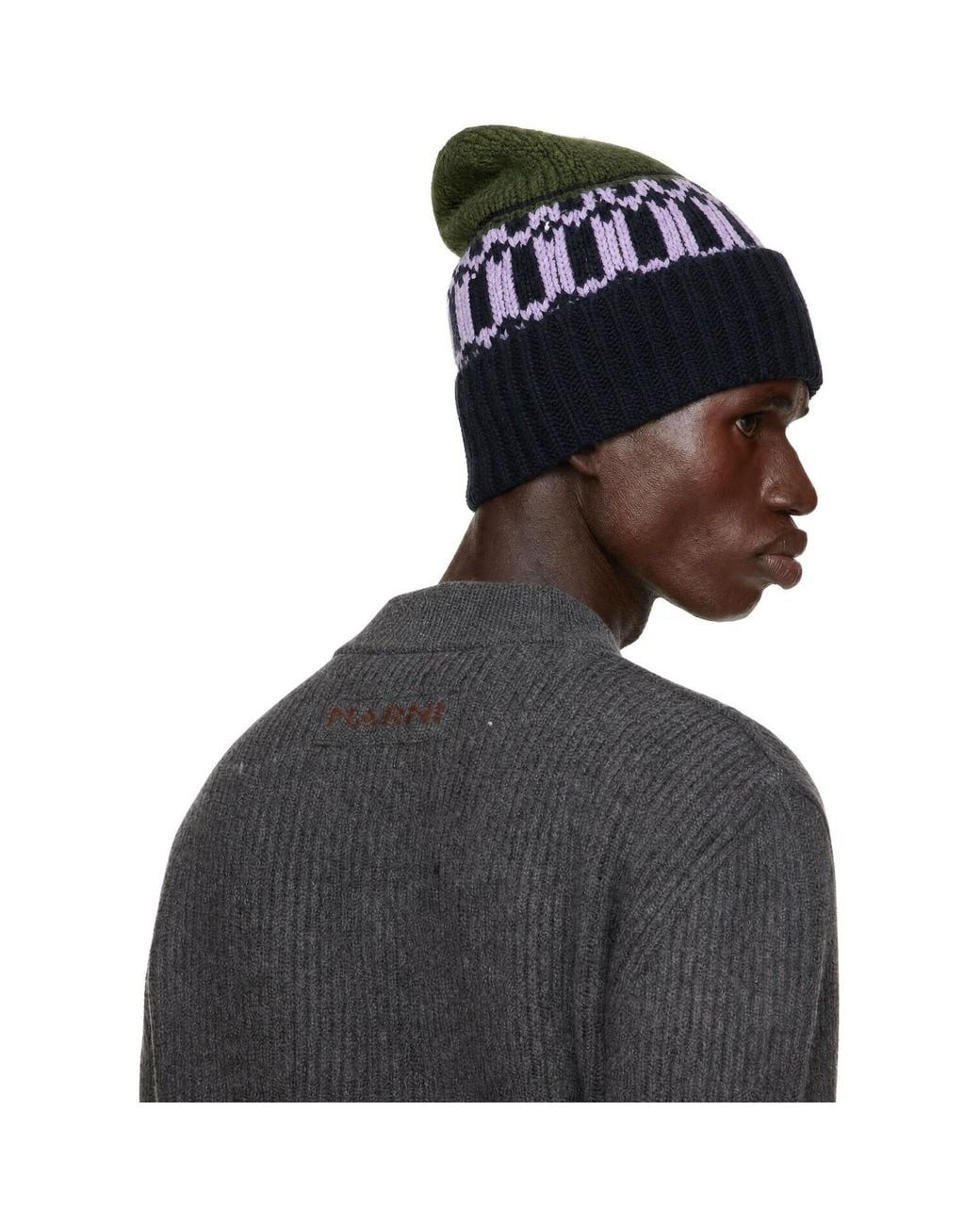 Marni Black Knit Wool Beanie for men