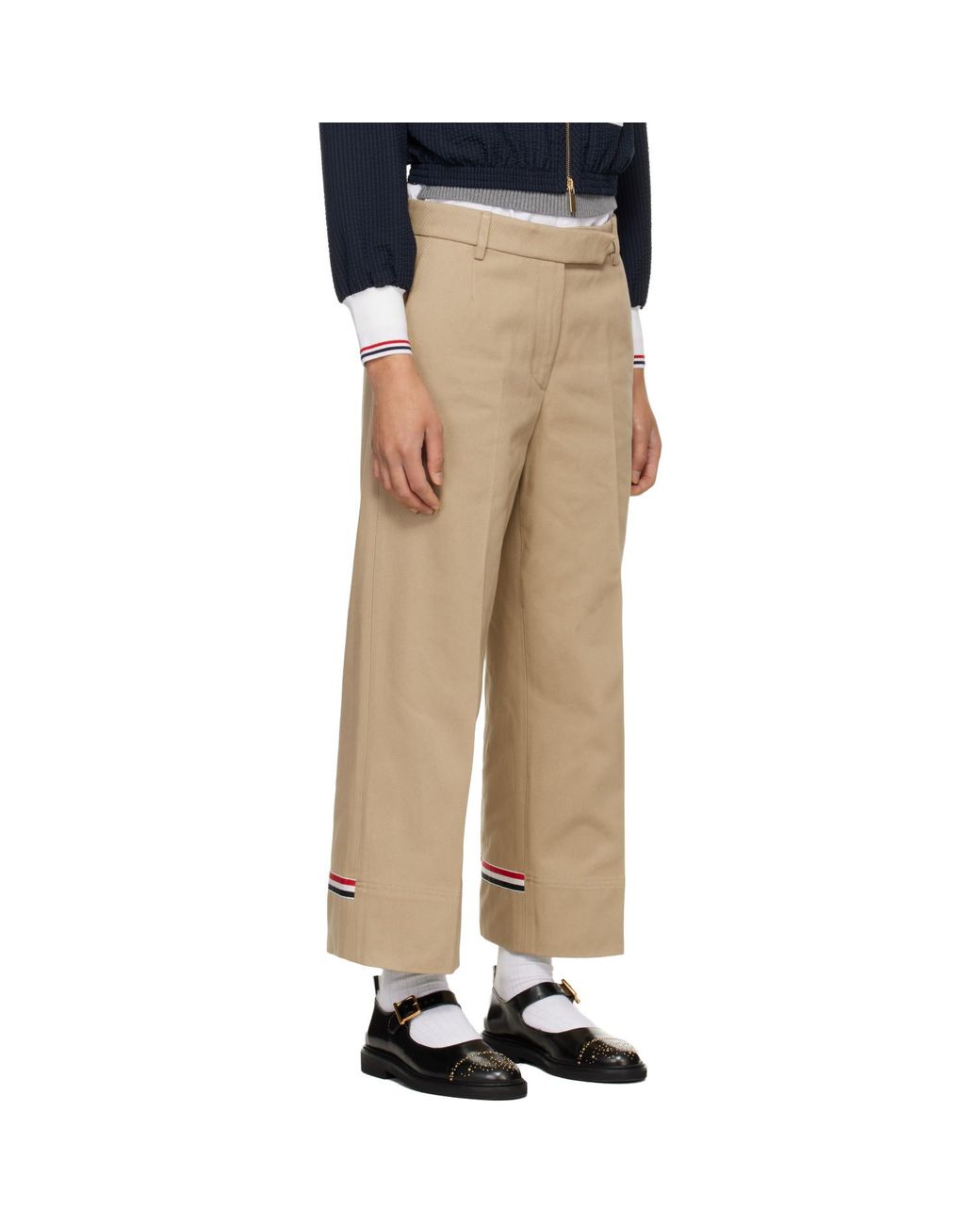 Thom Browne Natural Khaki Cotton Gabardine Chino Trousers