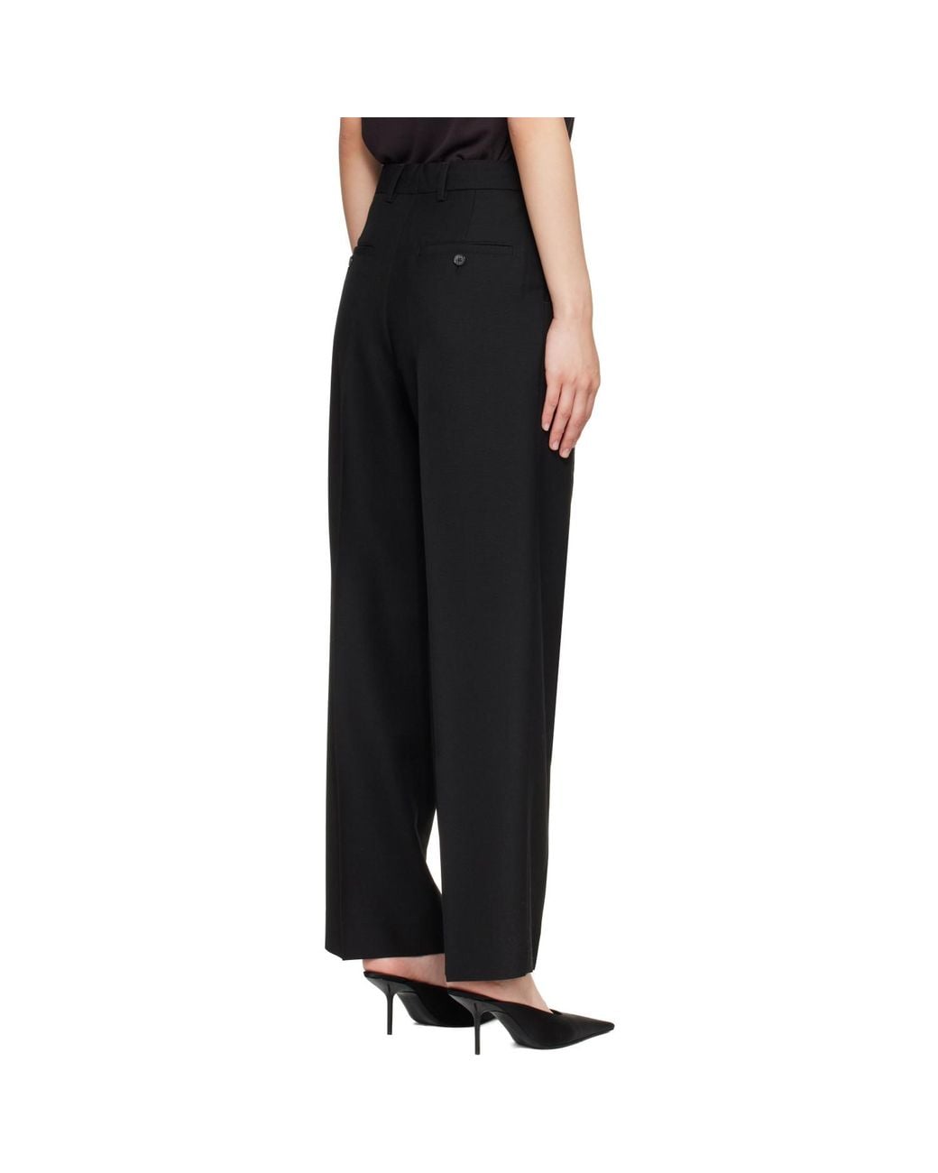 Totême Black Double-Pleated Tailored Trousers