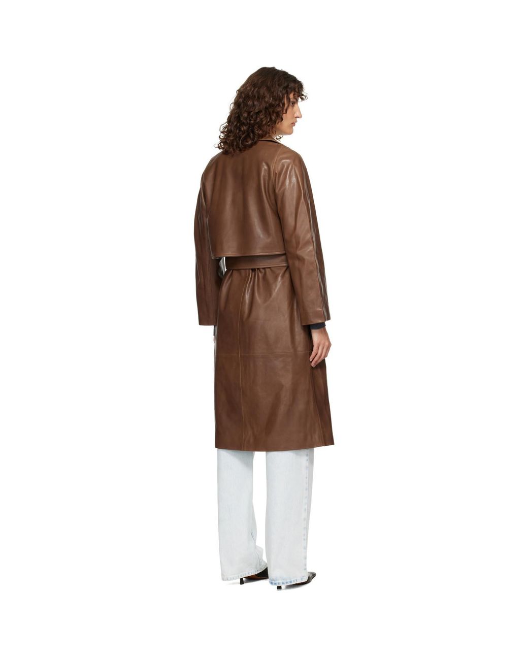 Nour Hammour Black Cisley Leather Trench Coat