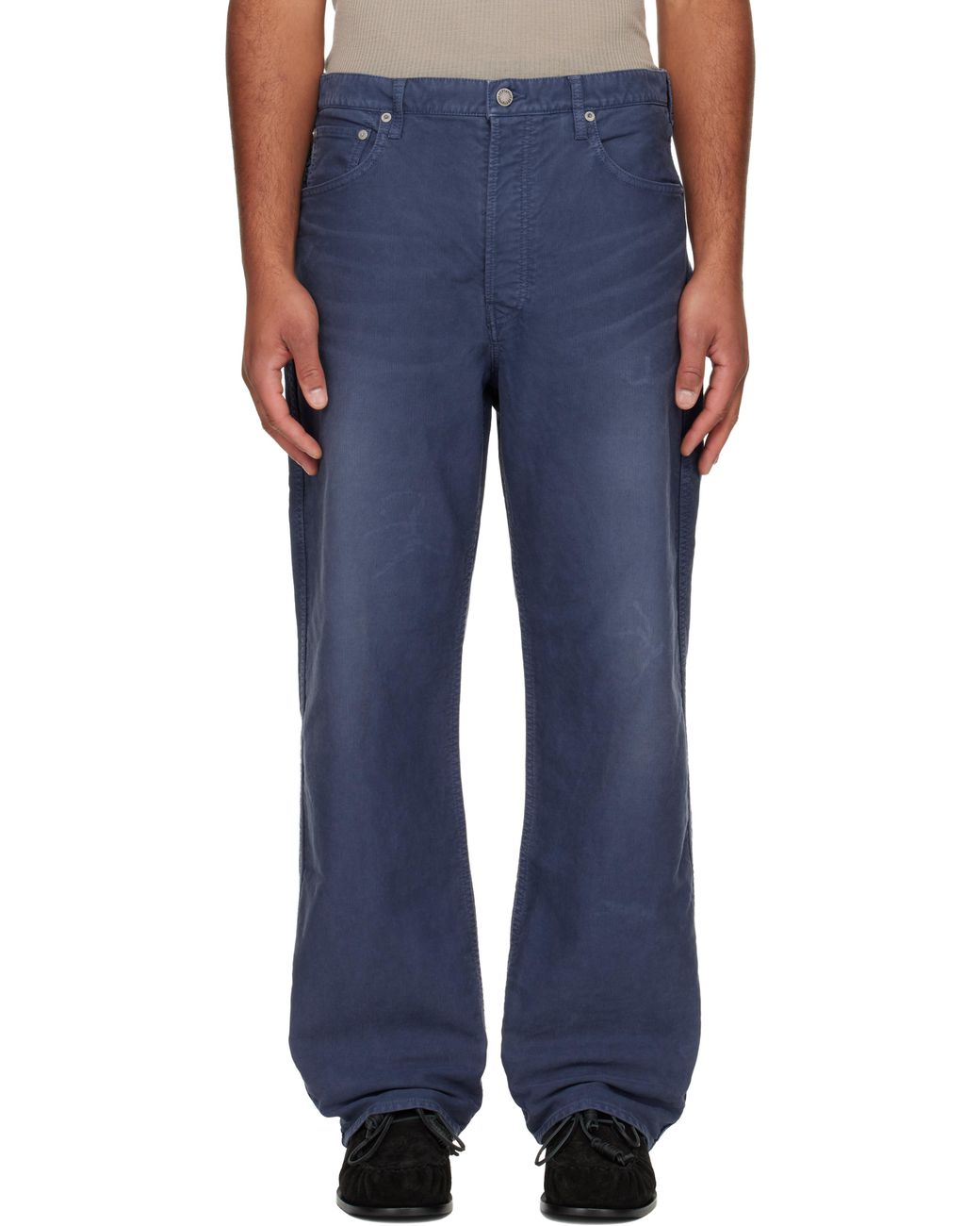 メンズ Visvim ネイビー Fluxus 01 Wide G.Cords トラウザーズ ブルー