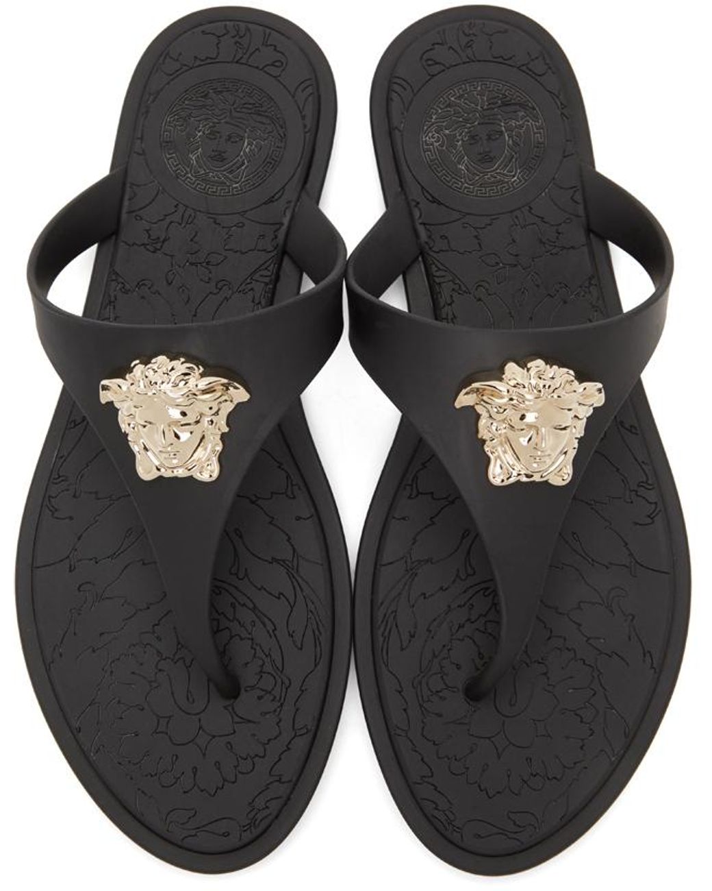 Versace Rubber Medusa Flip Flops in Black Lyst UK