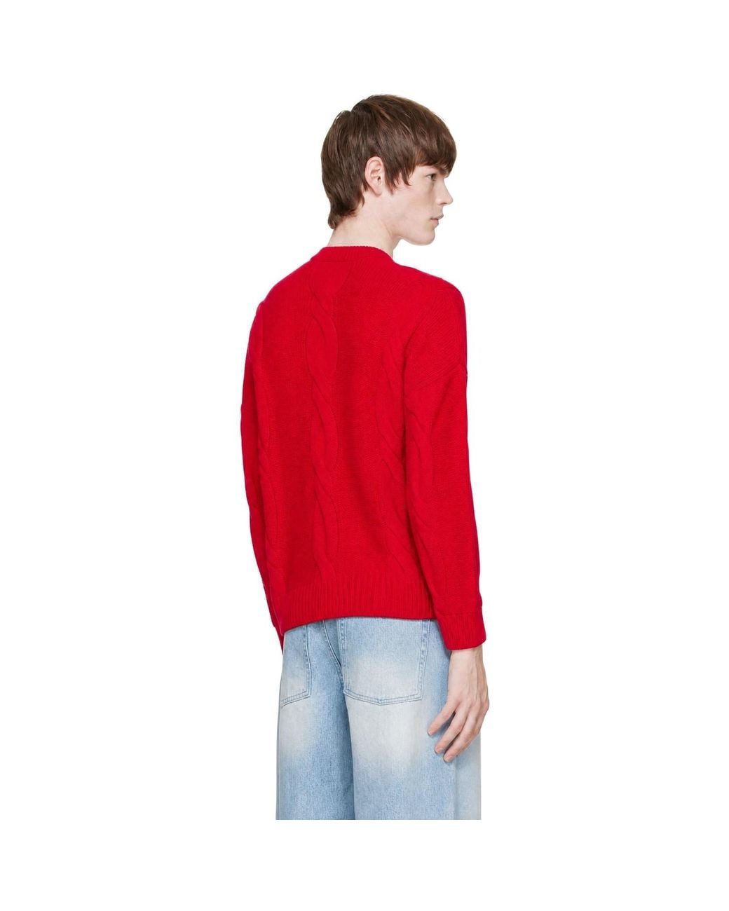 Cordera Red Wool Braided Sweater for men