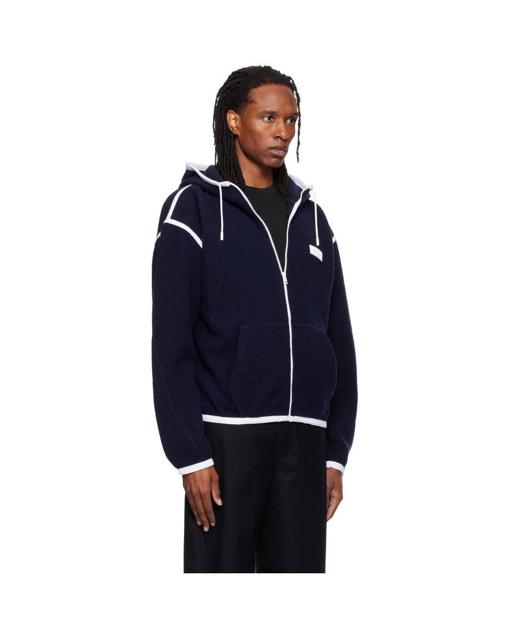 Givenchy Blue Fleece Gros Grain Detail Jacket for men