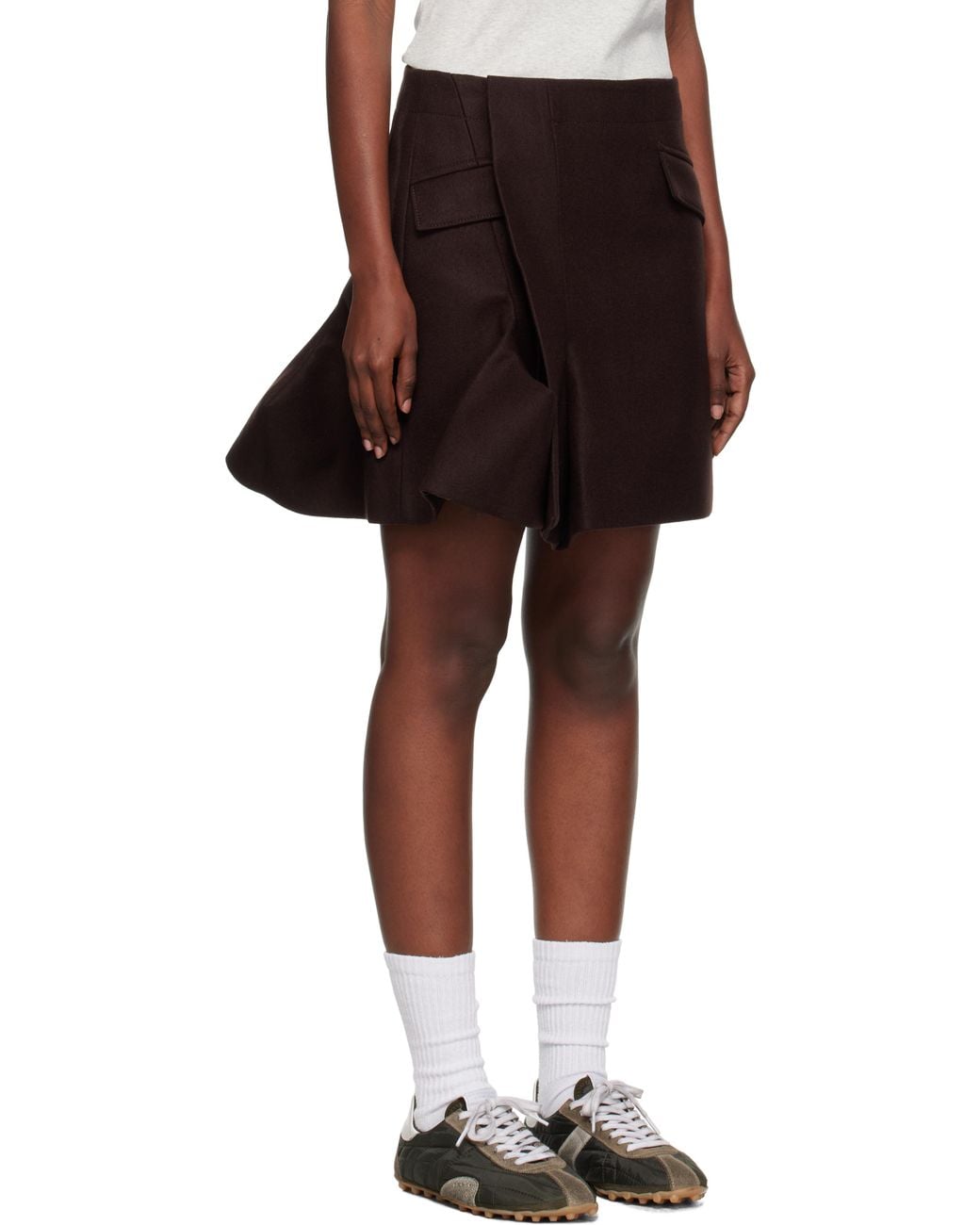 Sacai Black Wool Melton Miniskirt