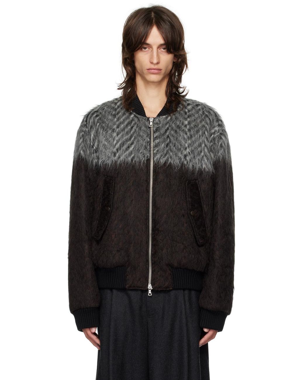 メンズ Dries Van Noten ブラウン カラーブロック ボンバー