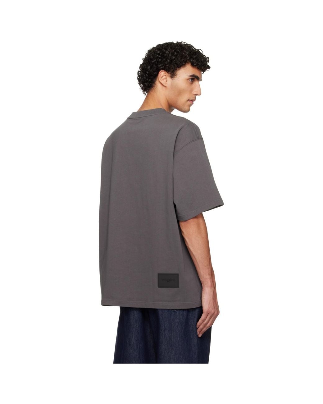 we11done Black Large Basic Logo T-Shirt for men