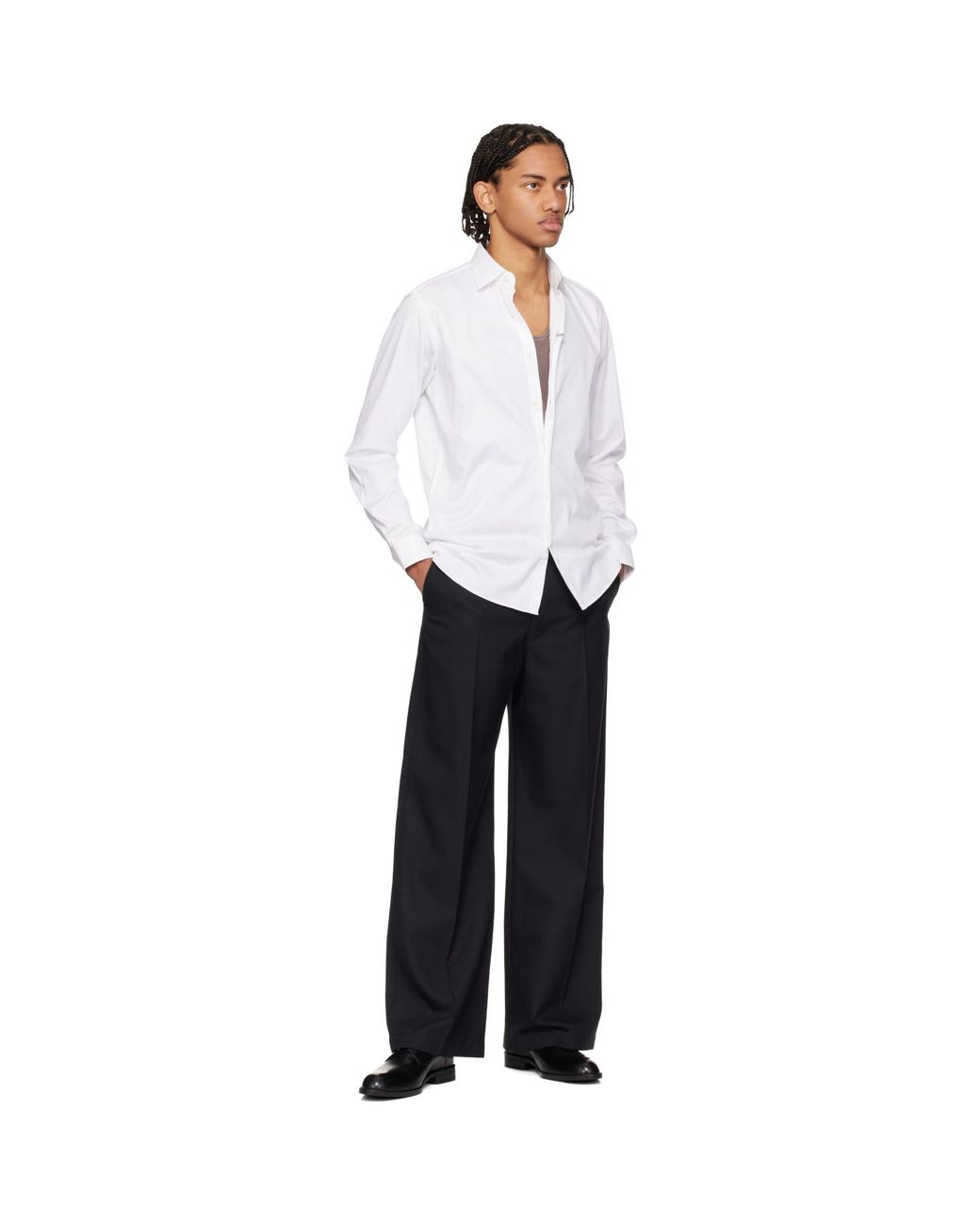 HUGO White Stretch Cotton Modern-Fit Shirt for men