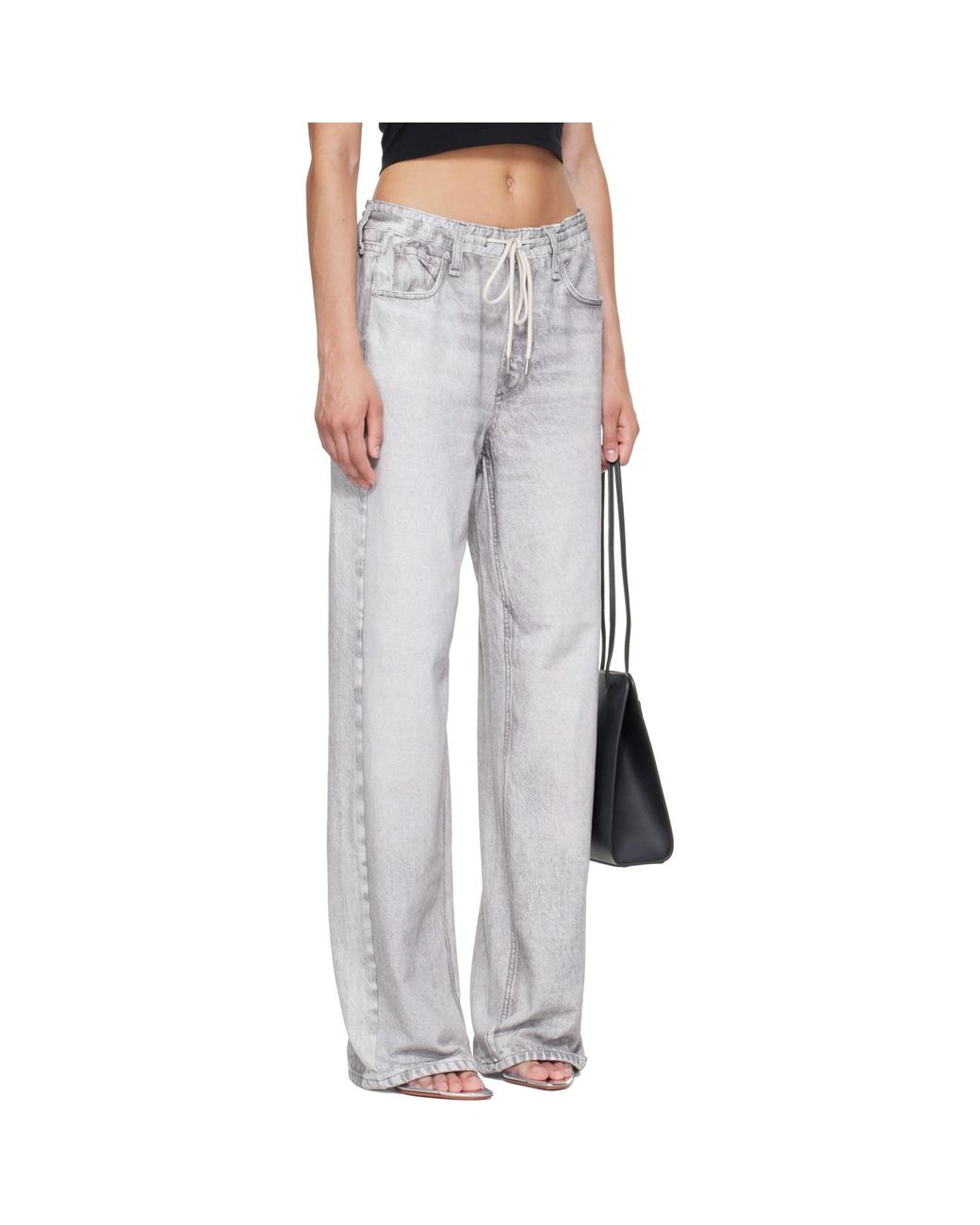 Rag & Bone Gray Rb Miramar Drawstring Wide-Leg Jeans