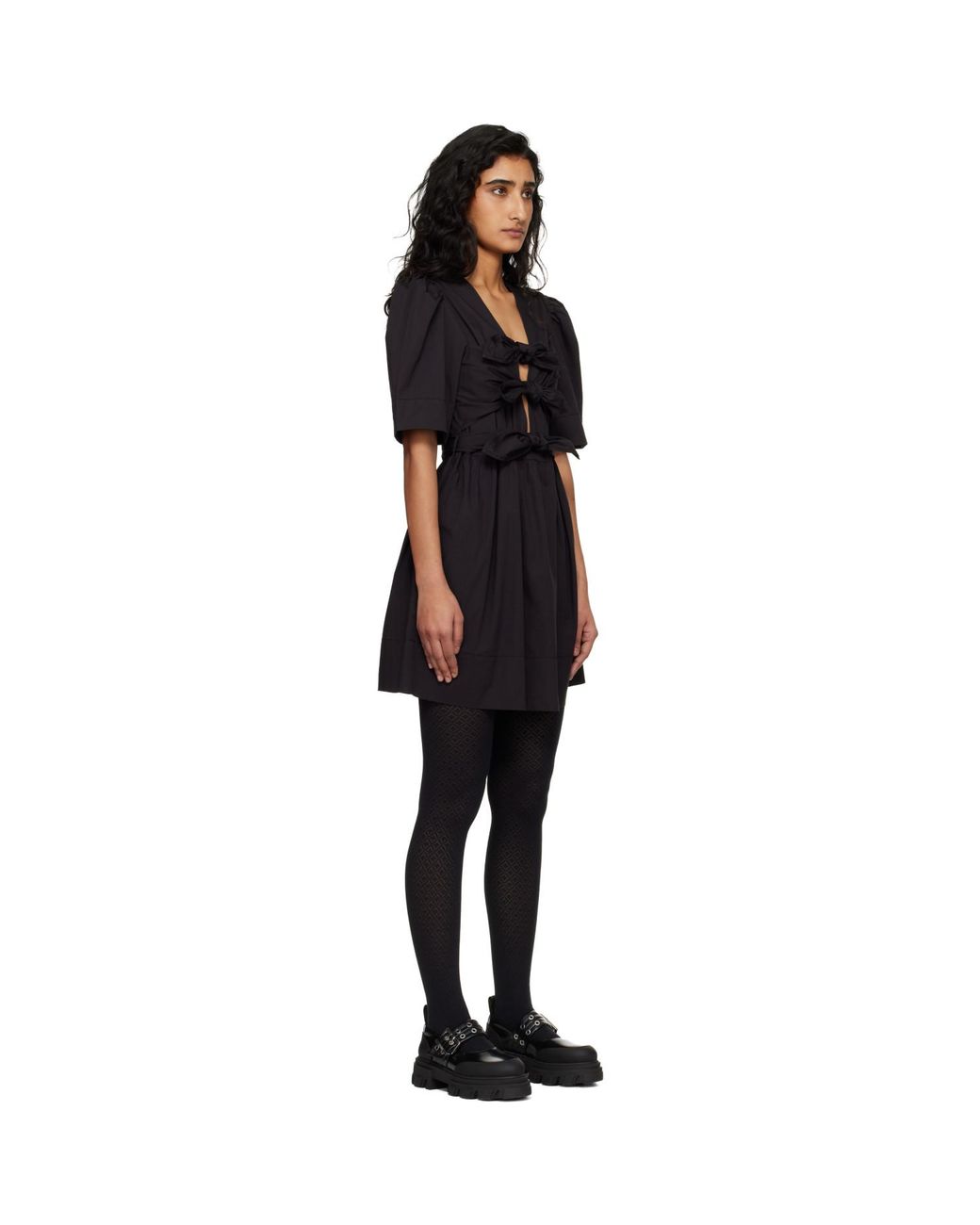 Ganni Black Cotton Minidress