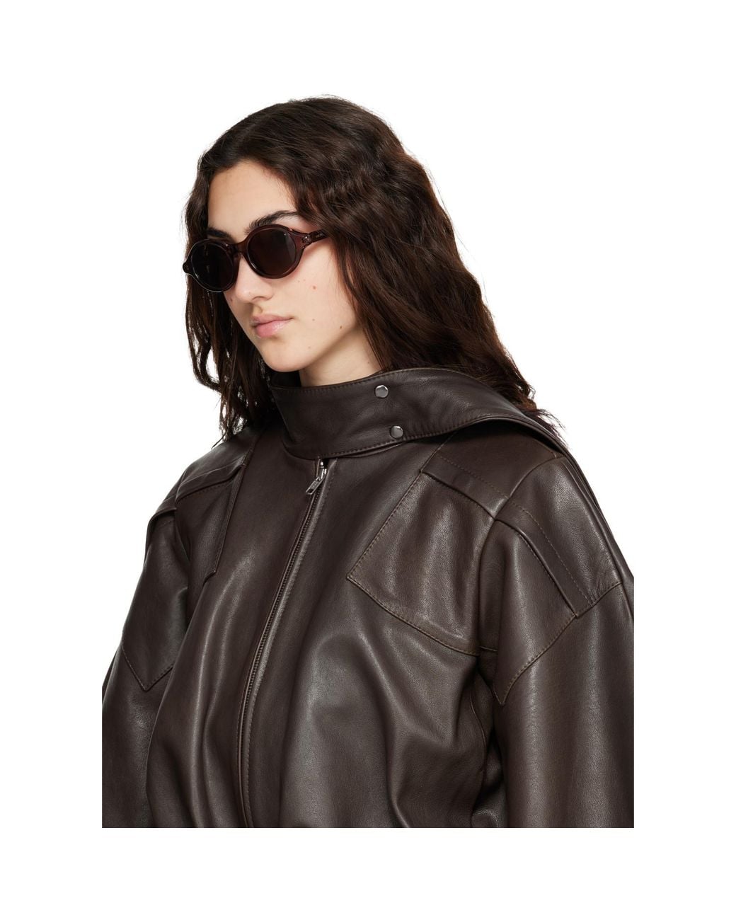 Loewe Brown Slim Round Sunglasses