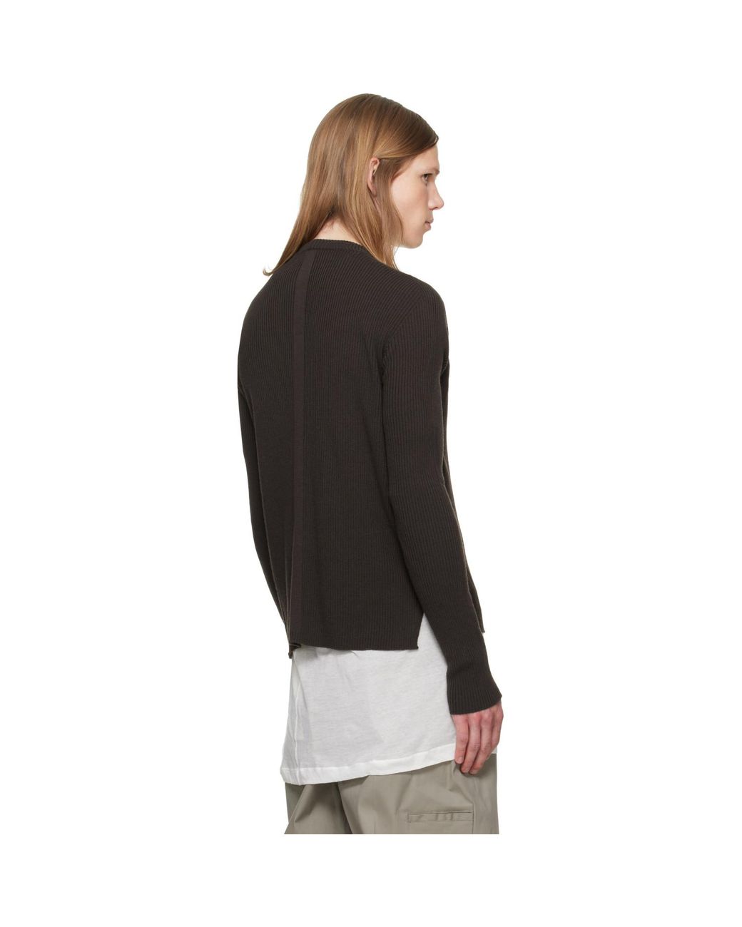 Rick Owens Black Tower Ribbed Geo Sweater for men