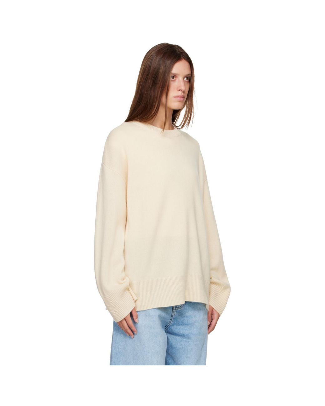 R2W Natural Off- Rasmo Wool Cash Round Sweater