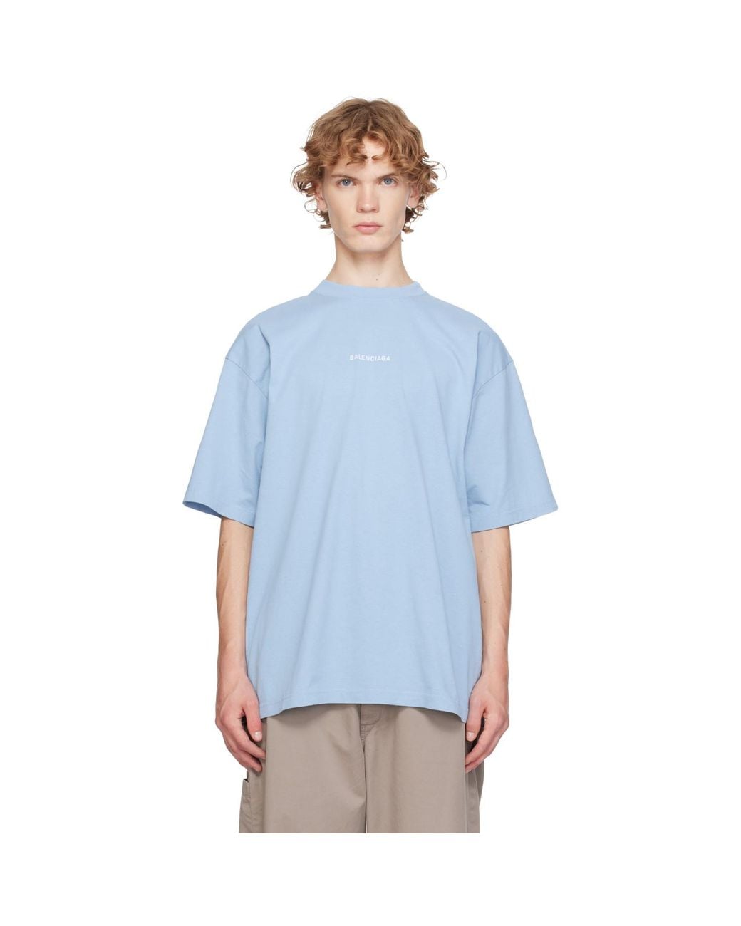 Balenciaga Blue Back Medium Fit T-Shirt for men