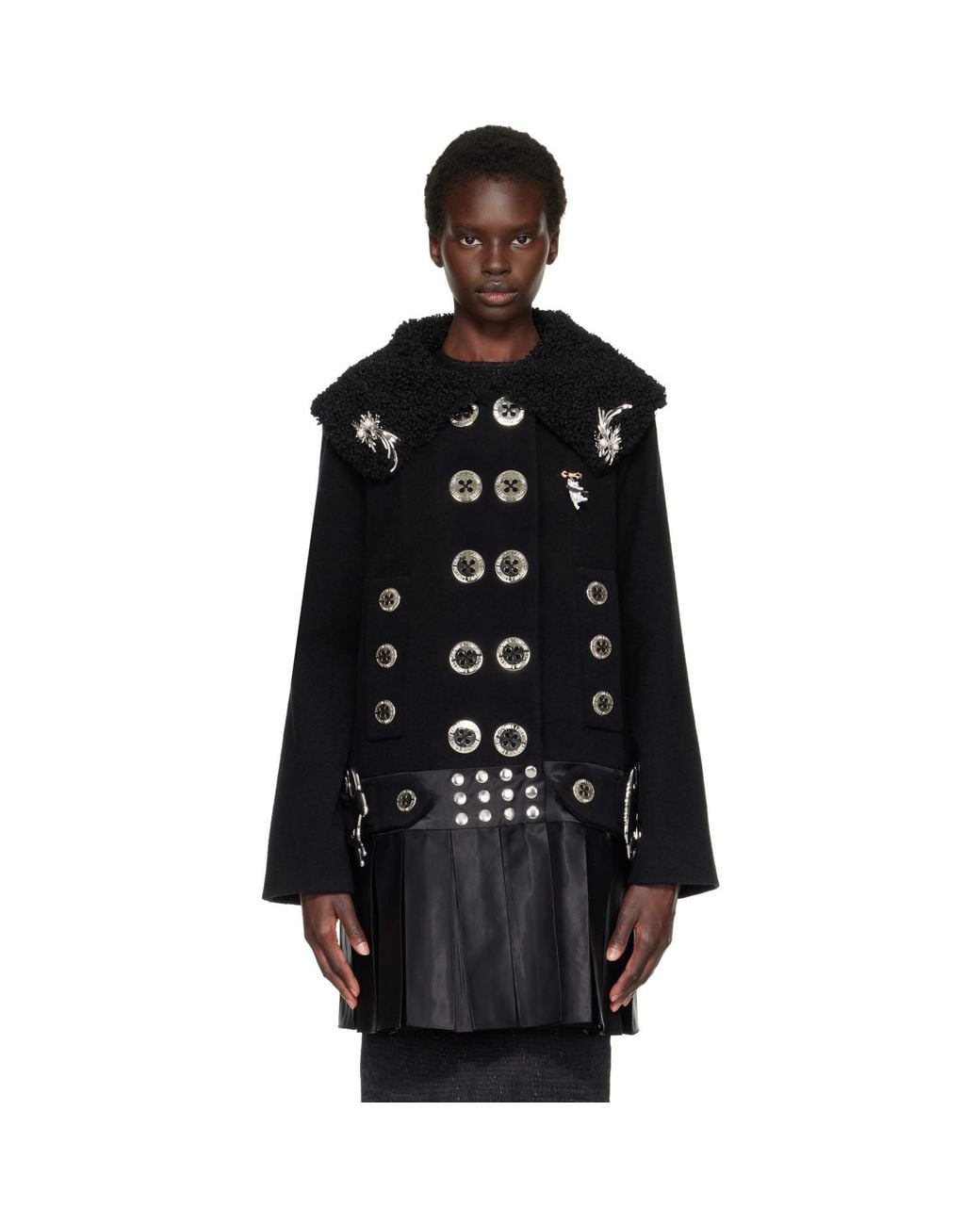 Chopova Lowena Black Fudge Buckle Coat