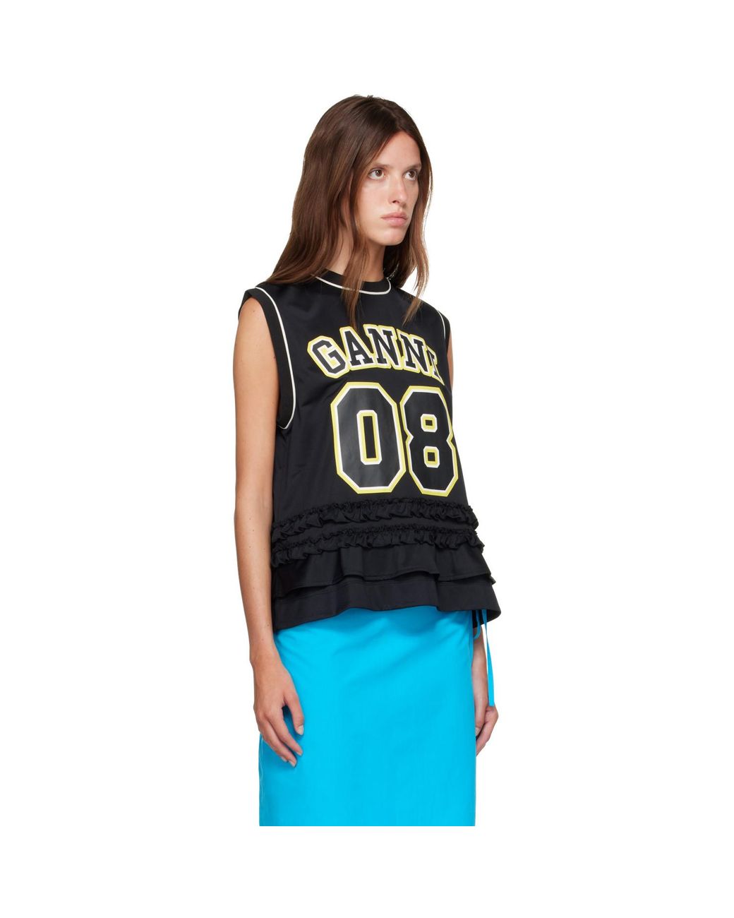 Ganni Black Cycora Oversized Tank Top