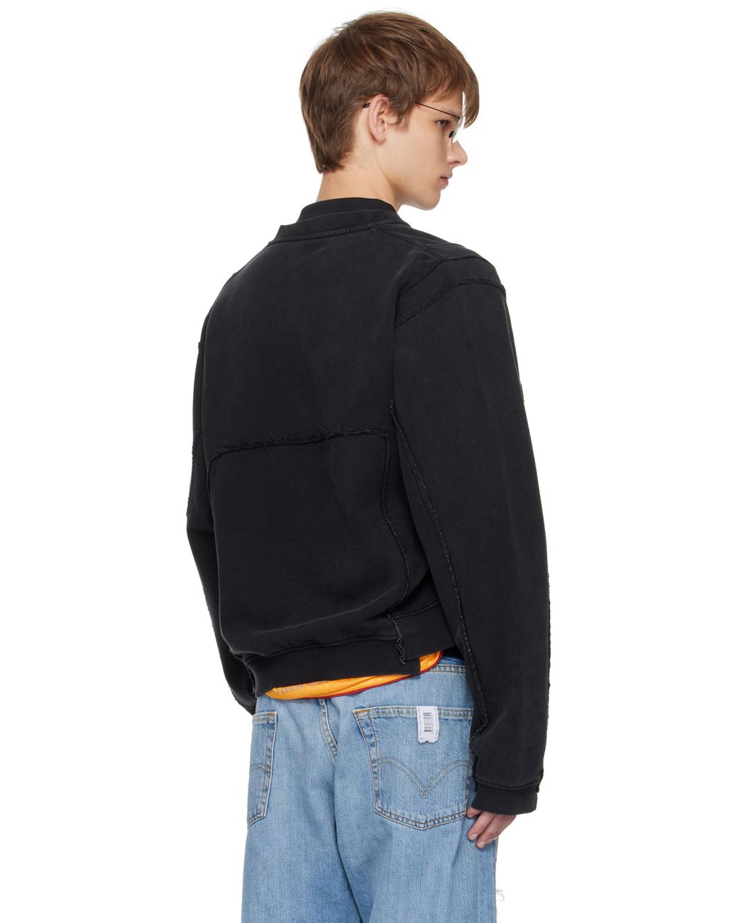 Martine Rose Shrunken Zip Up Crew Sweatshirt in Black for Men | Lyst