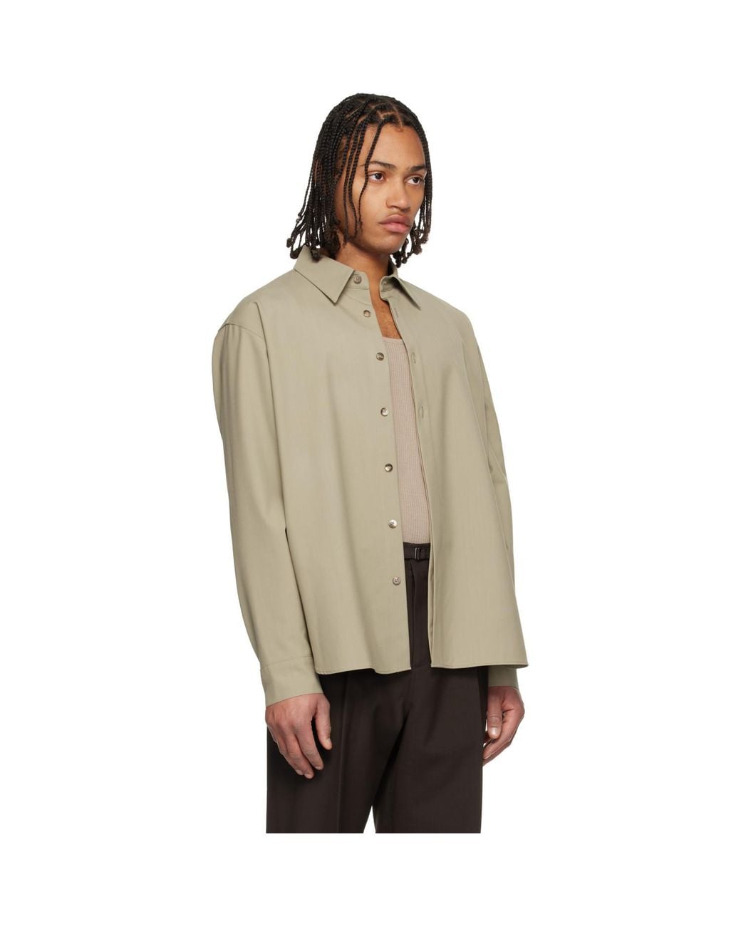 LE17SEPTEMBRE Natural Classic Wool-Blend Shirt for men