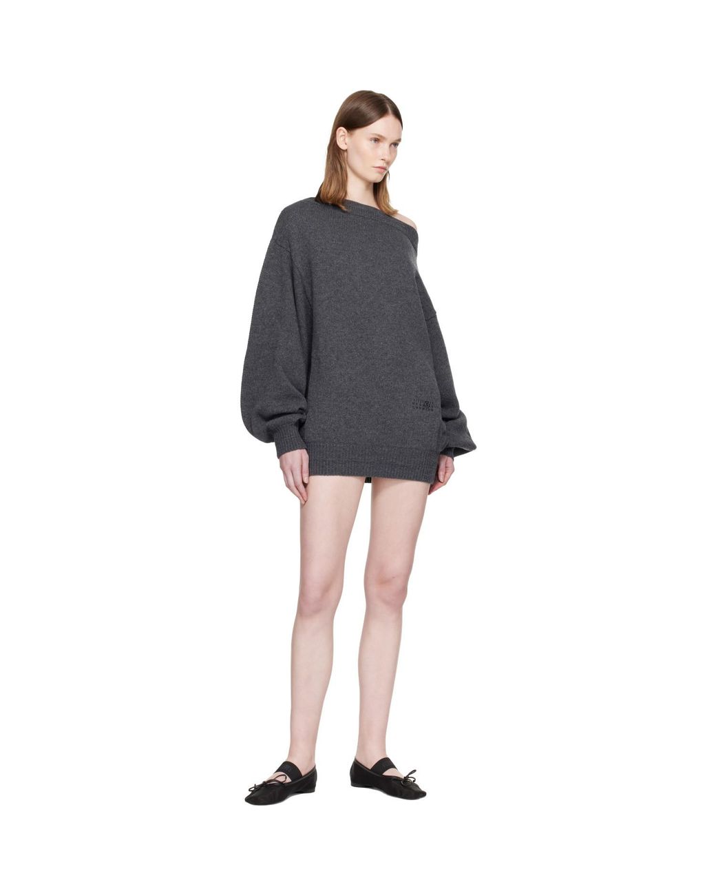 MM6 by Maison Margiela Black Off-Shoulder Knit Minidress