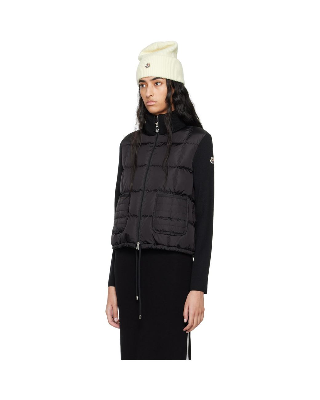 Moncler Black Paneled Down Cardigan