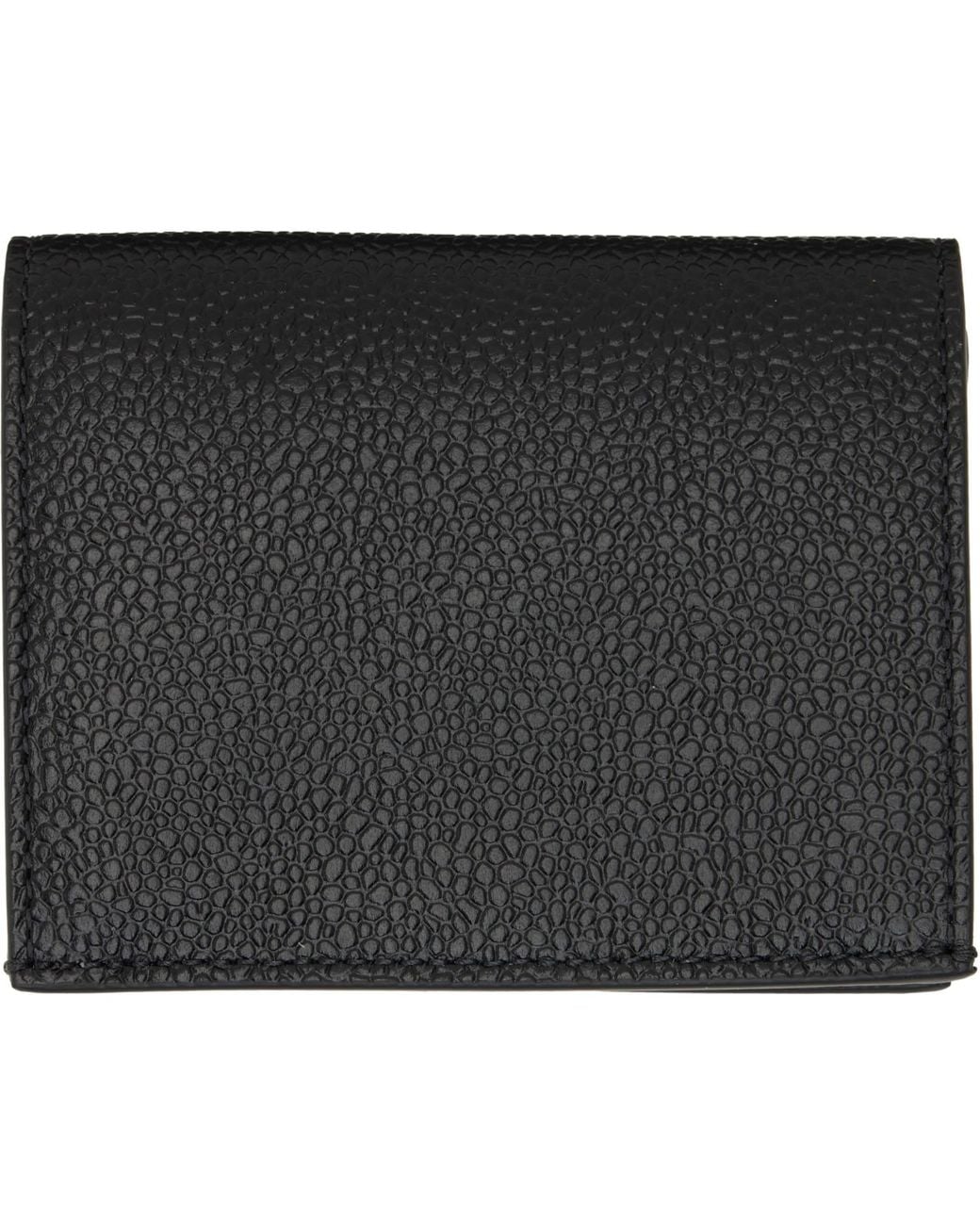 Thom Browne Black Pebble Grain Double Card Holder for men
