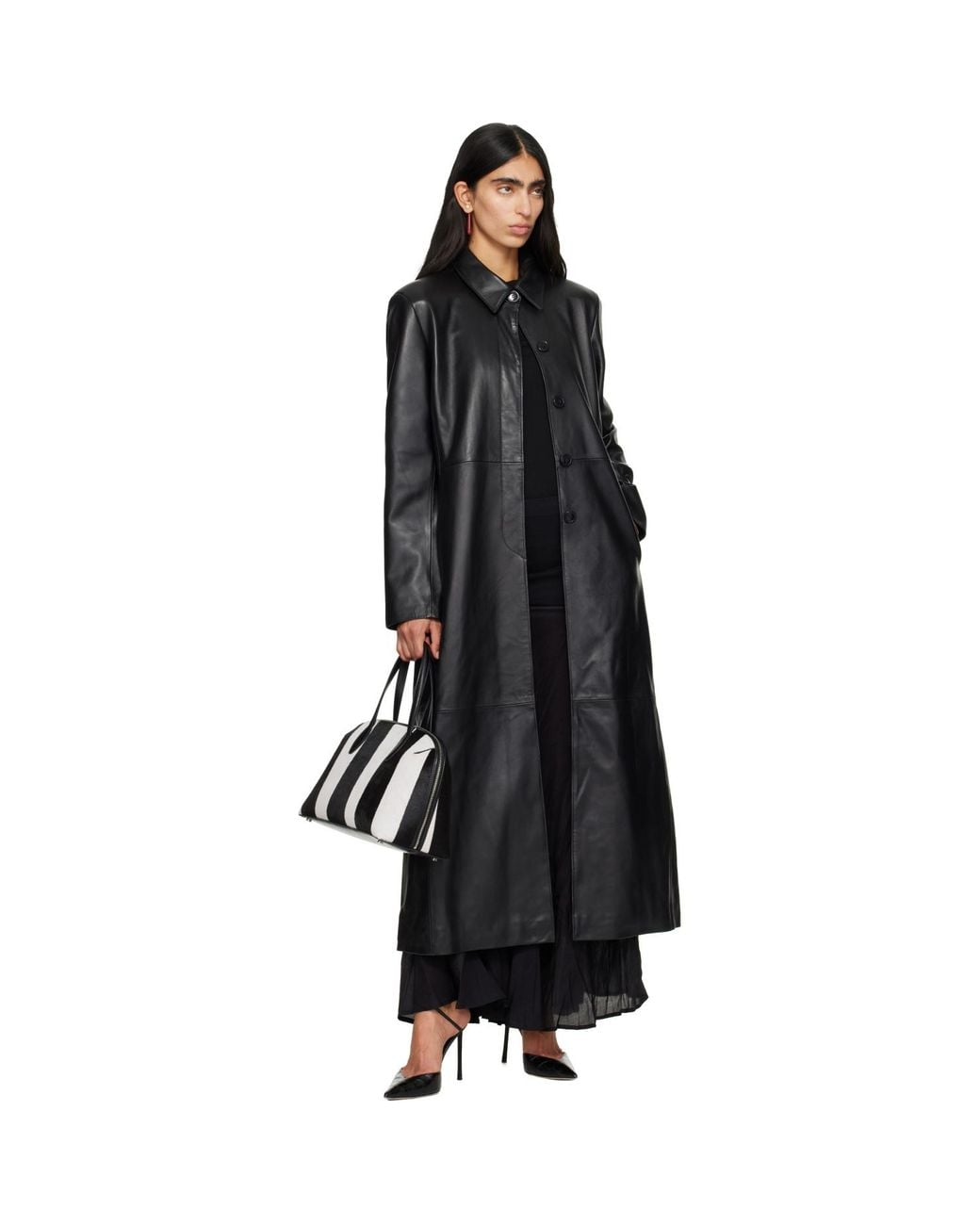 Nour Hammour Black Gotham 90S Leather Coat