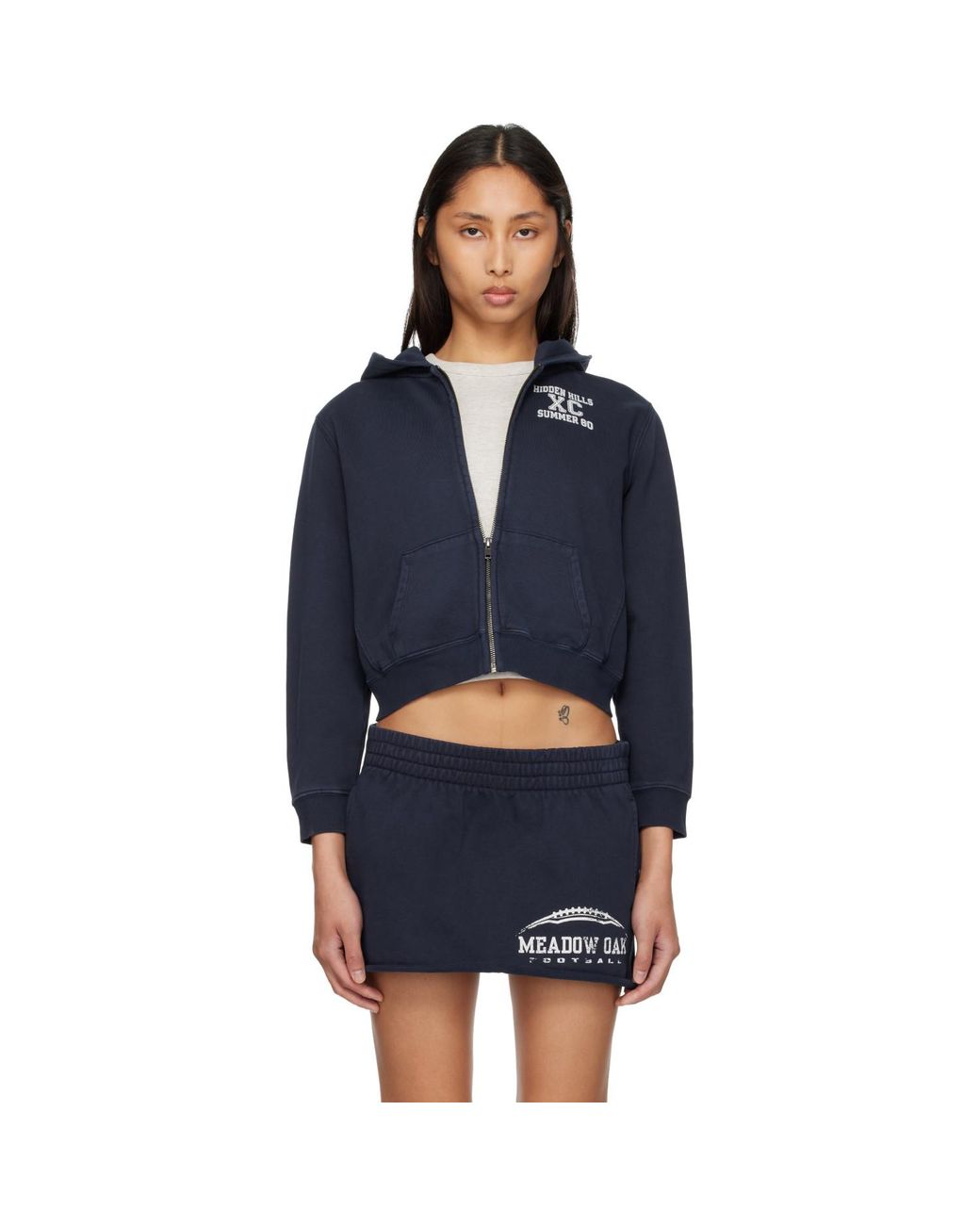 Skims Blue Boyfriend Fleece Zip Up Hoodie