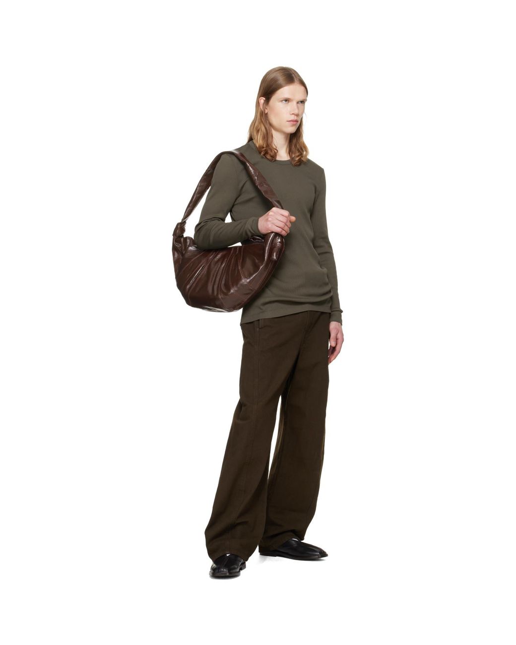 Lemaire Brown Large Croissant Bag for men