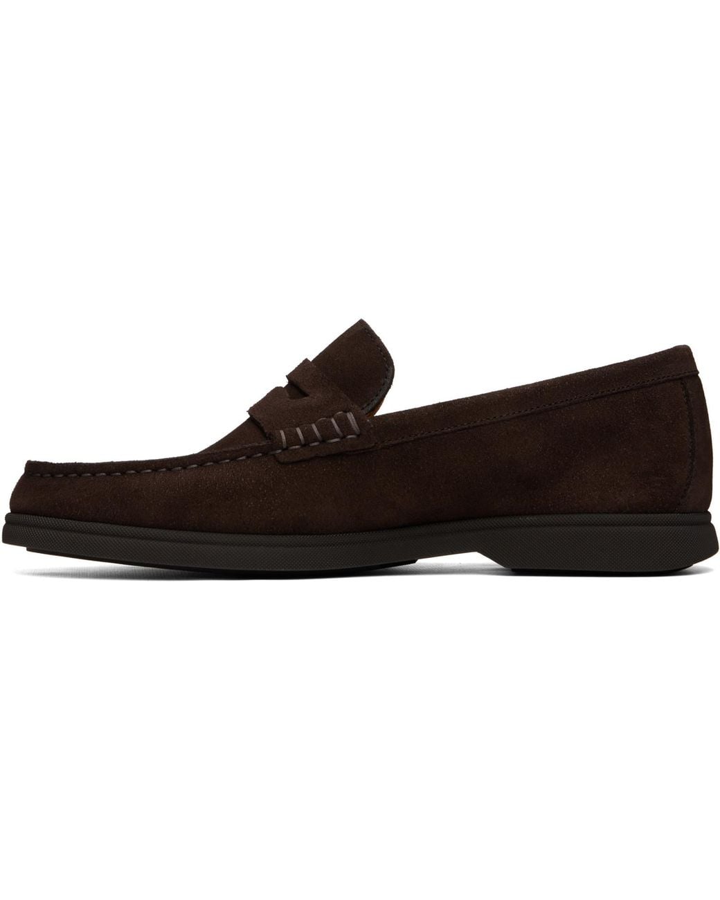 Boss Black Suede Logo Penny Trim Loafers for men