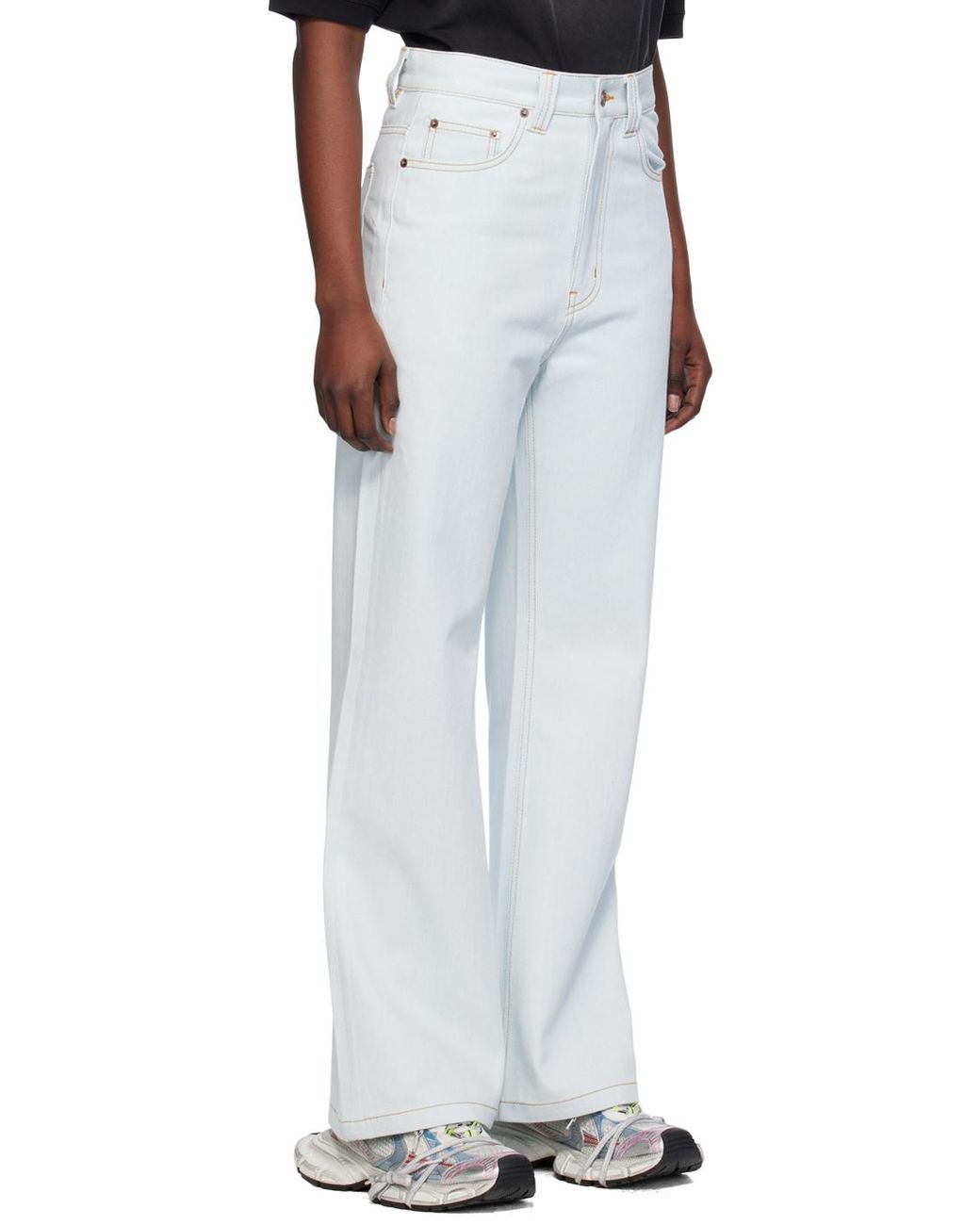 we11done White Blue Straight Jeans