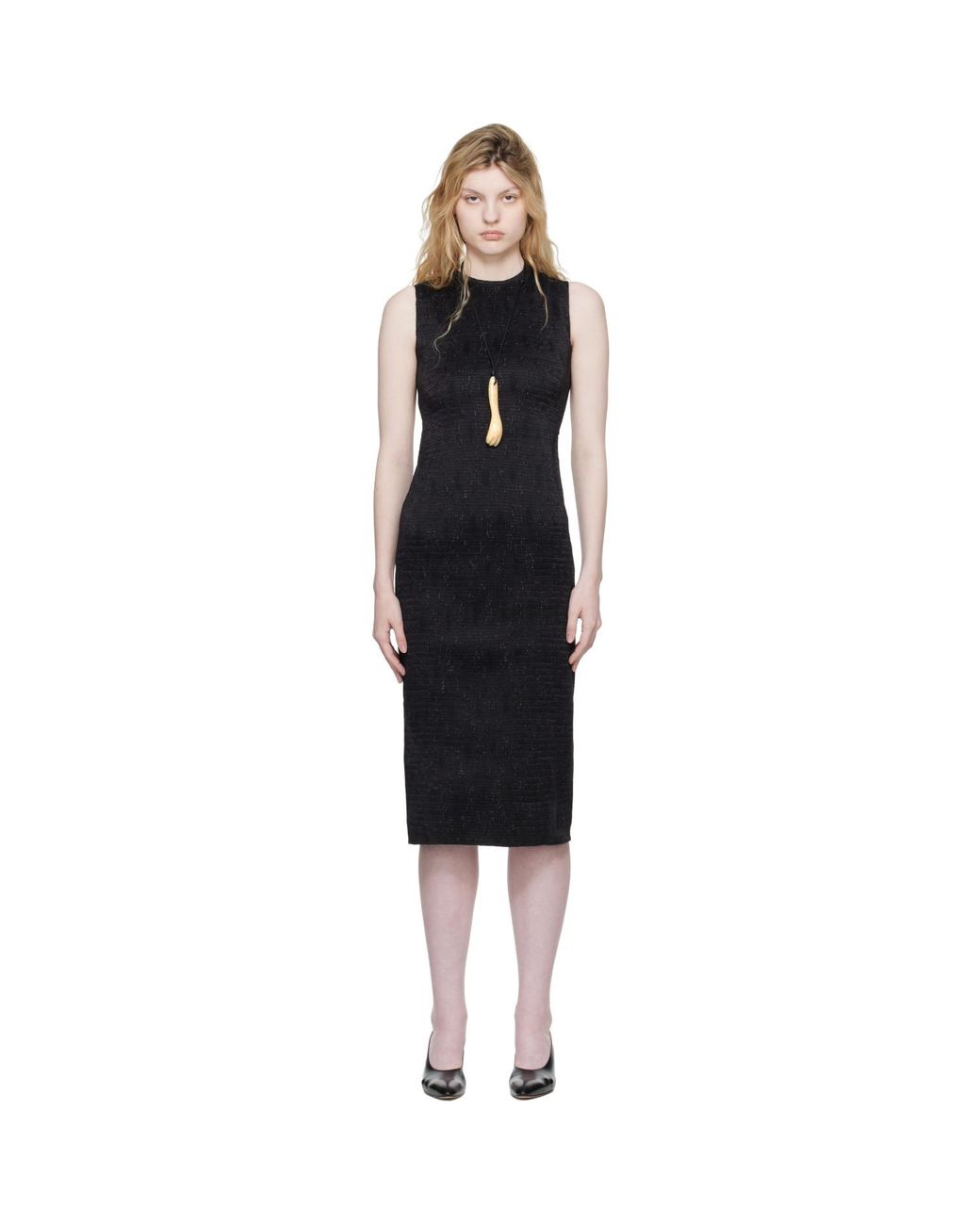 Super Yaya Black Open Back Midi Dress