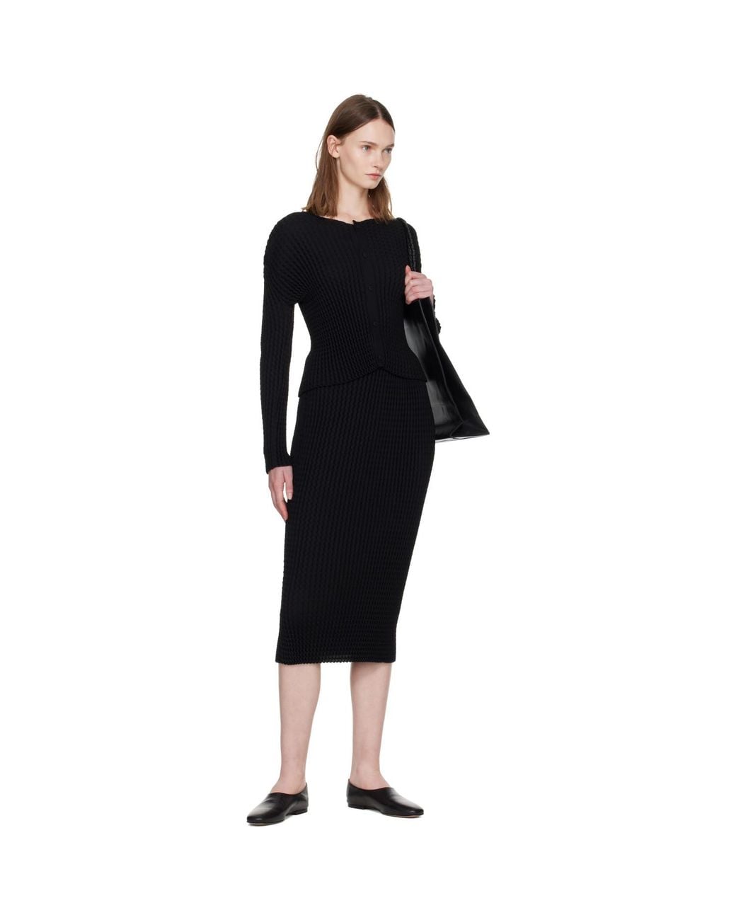 Issey Miyake Black Spongy Cardigan