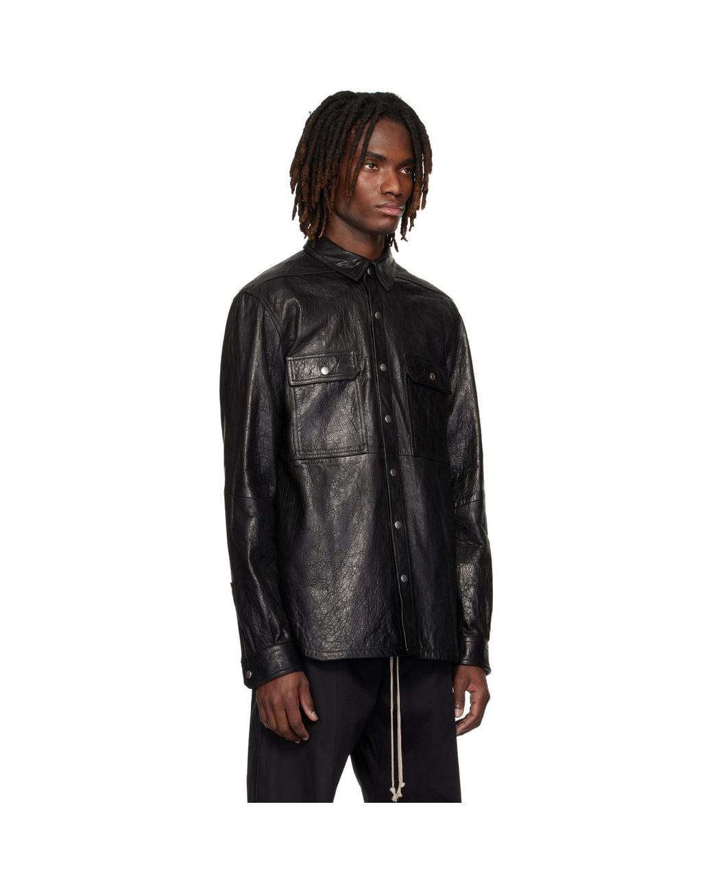 Rick Owens Black Temple Lambskin Outershirt for men