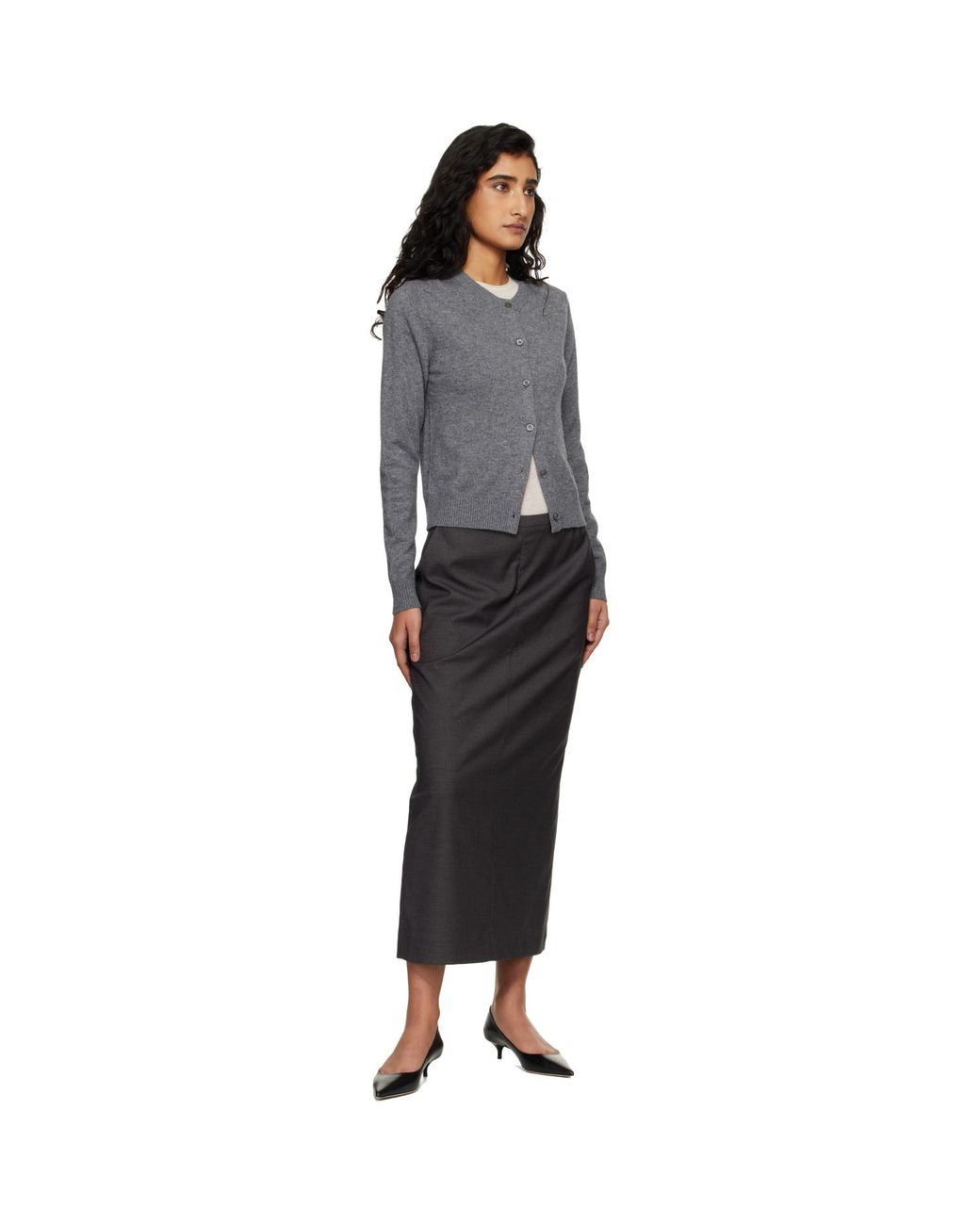 DUNST Black Essential Crewneck Knit Cardigan