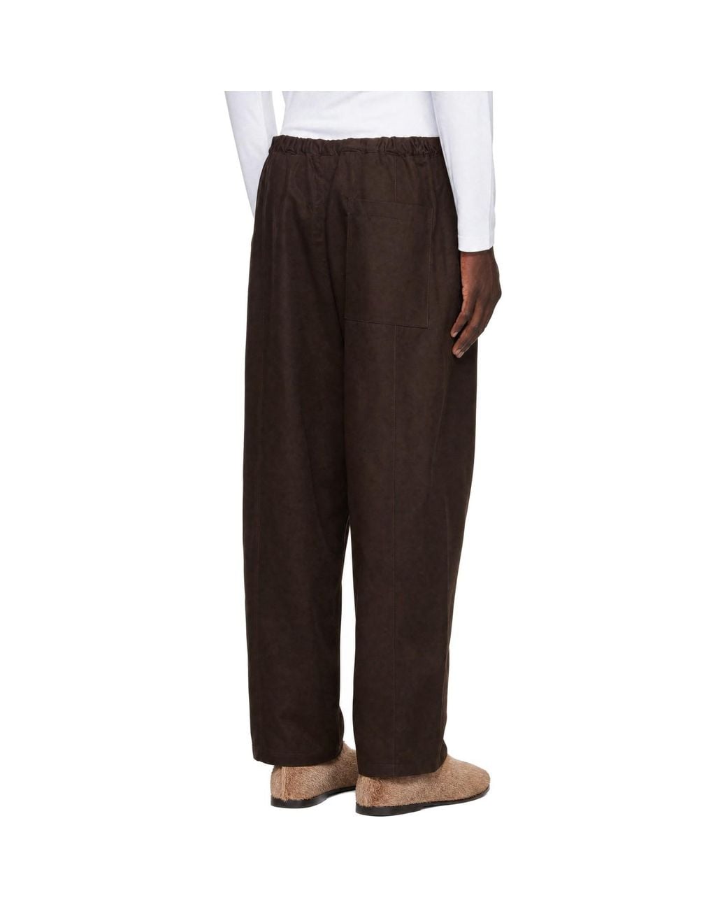 SAGE NATION Brown Box Pleat Trousers for men