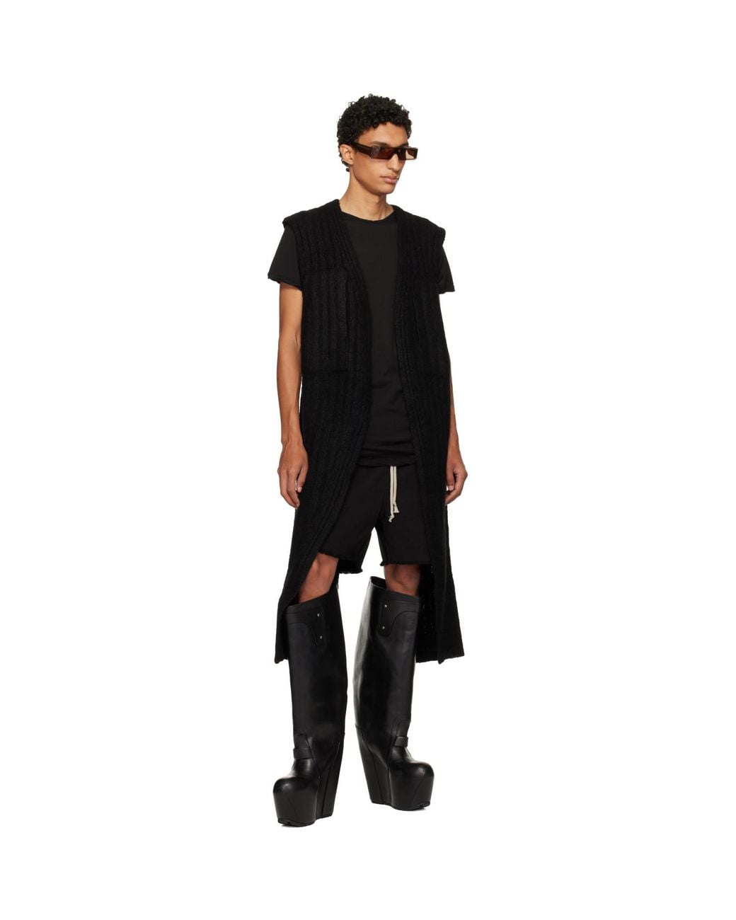 Rick Owens Black Tower Lab Vest Cardigan for men